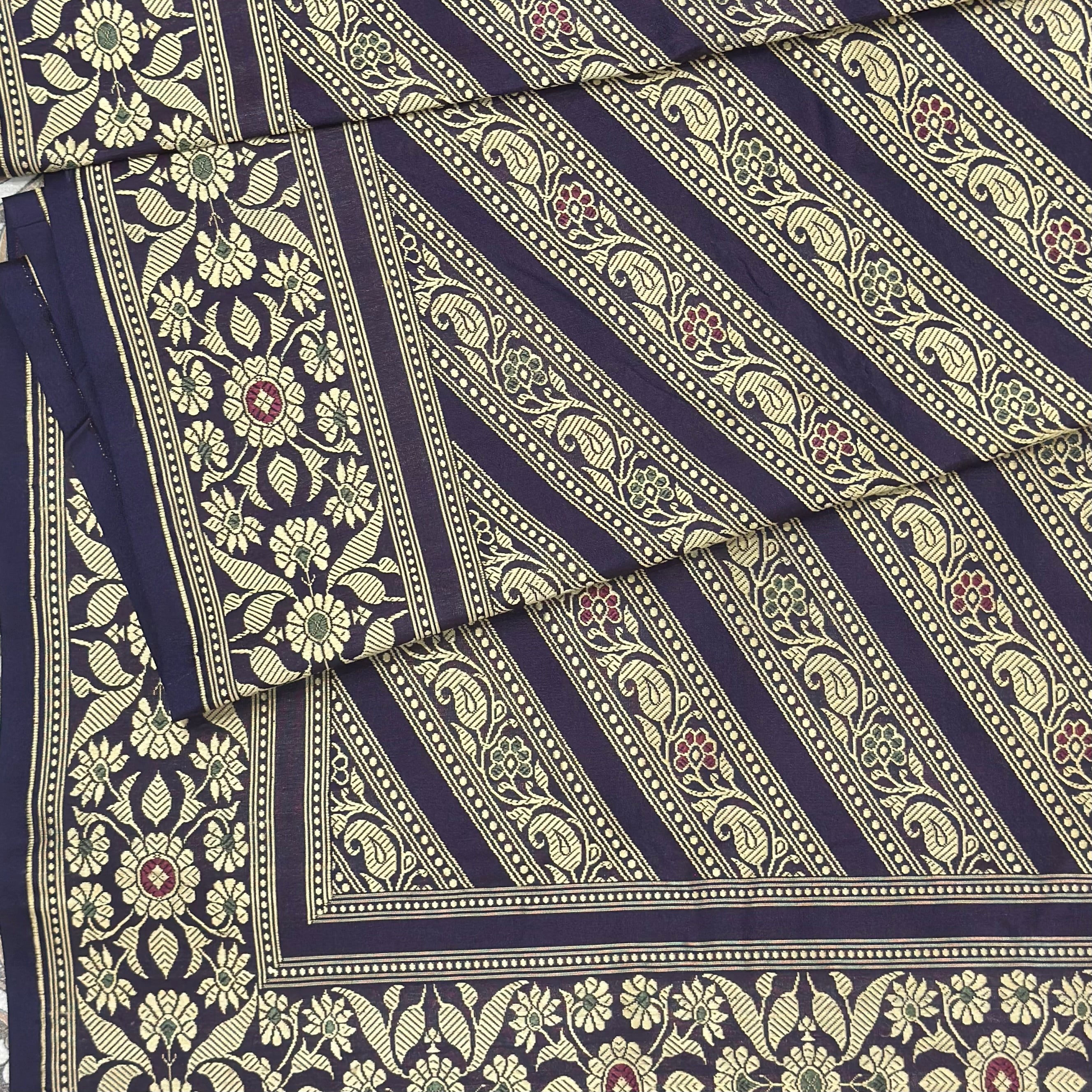 Dark Purple Ada Baluchari with Minakari