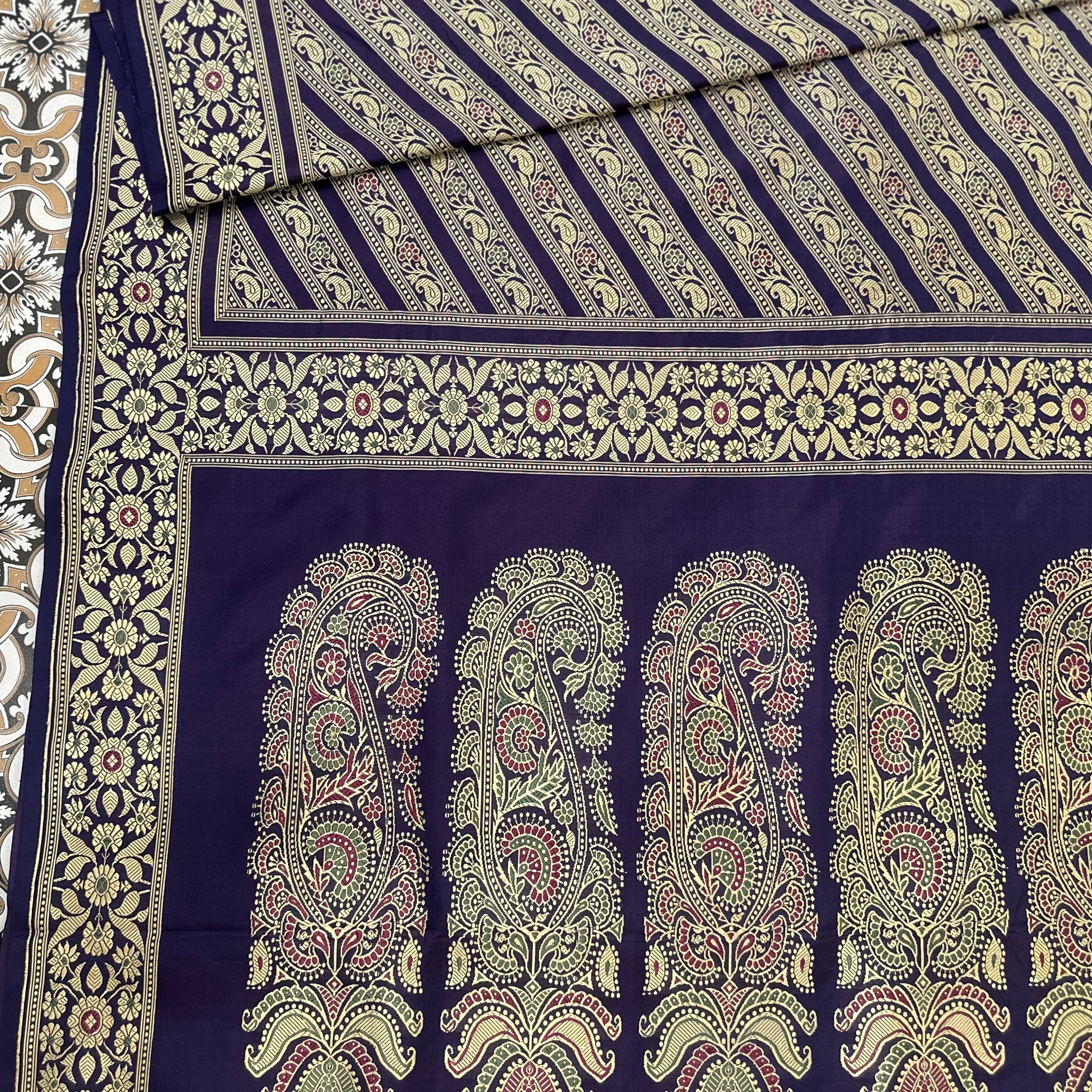 Dark Purple Ada Baluchari with Minakari