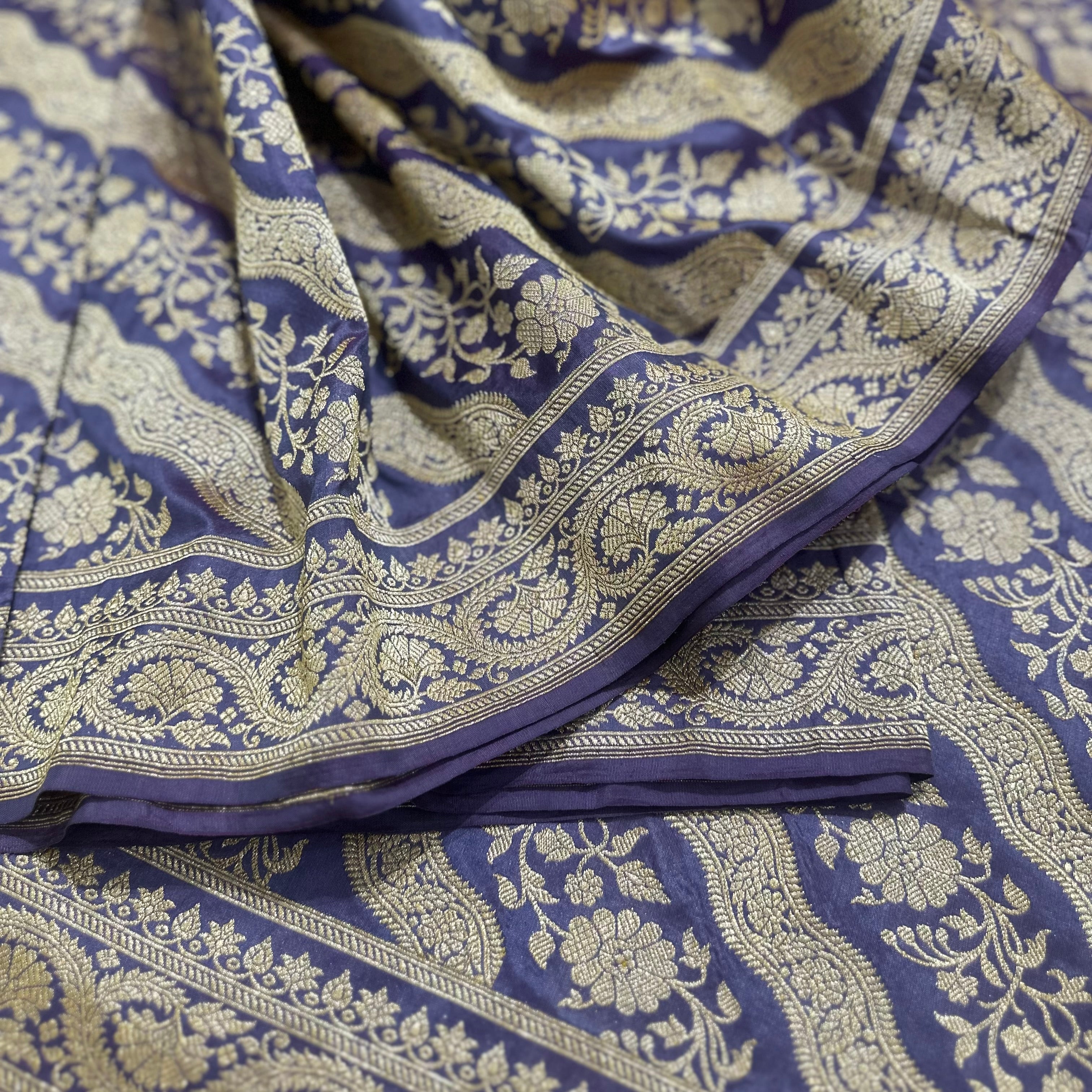 Aubergine Ada Khadwa Benarasi Saree