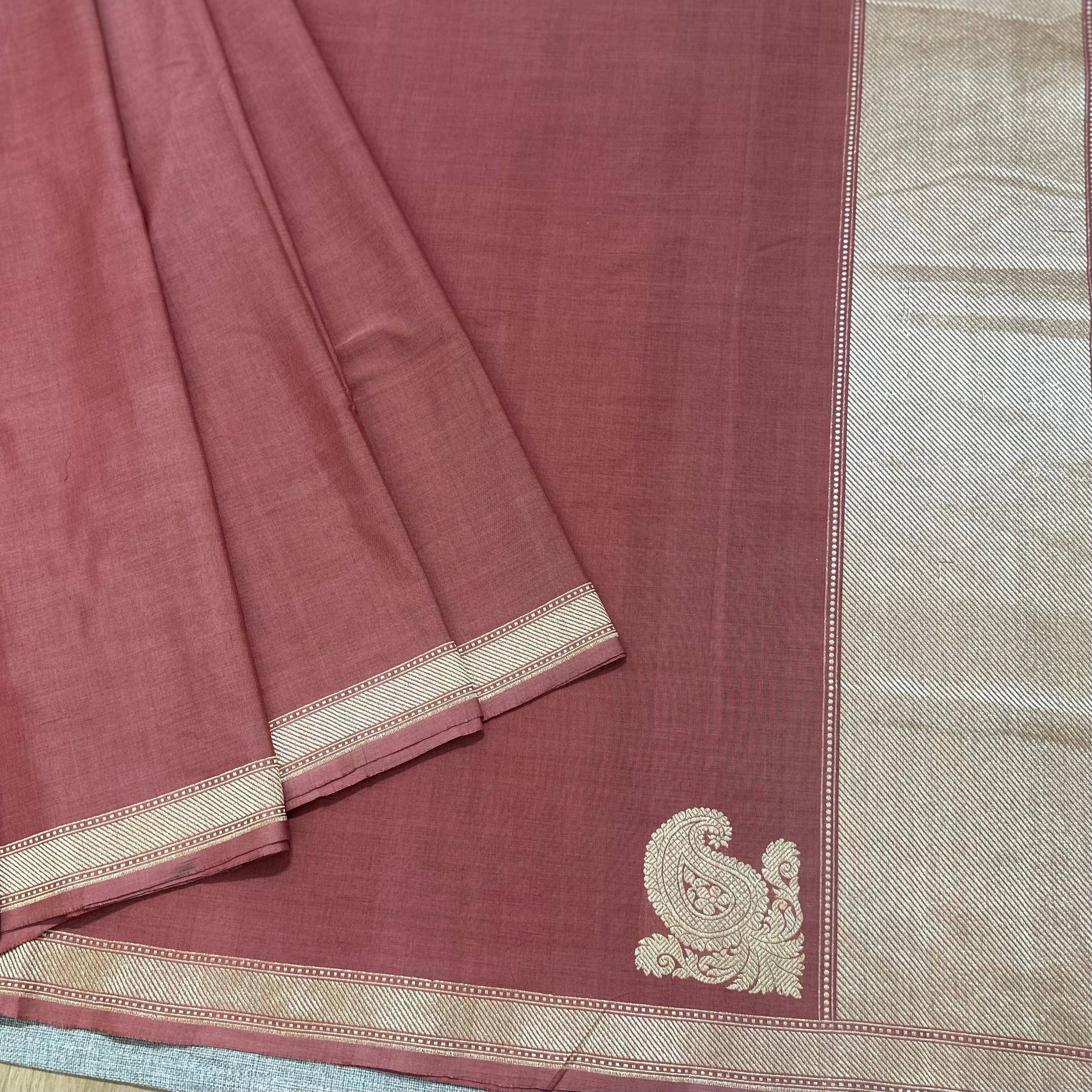Red Pure Cotton Natural Dyed Benarasi
