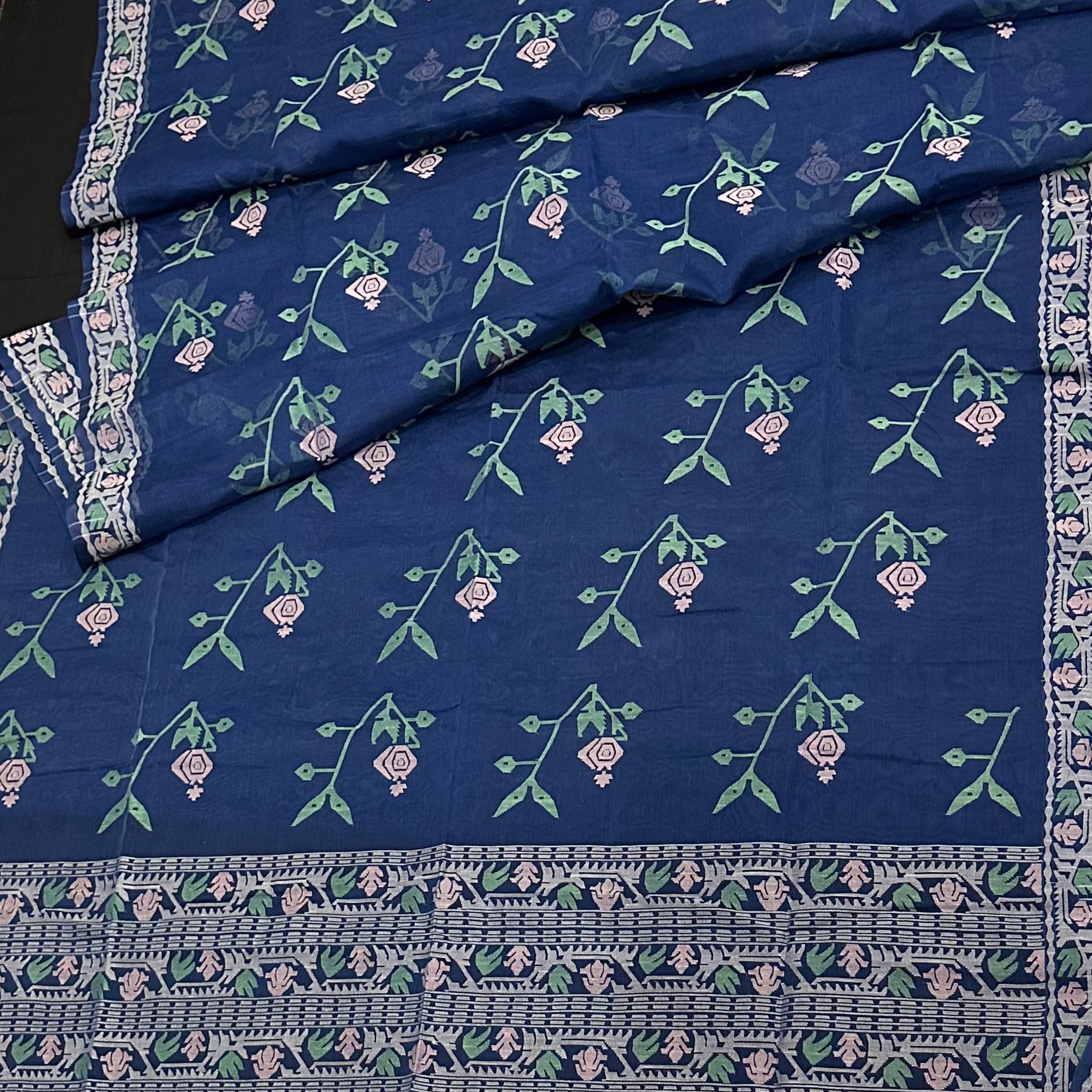 Ocean Blue Dhakai Jamdani