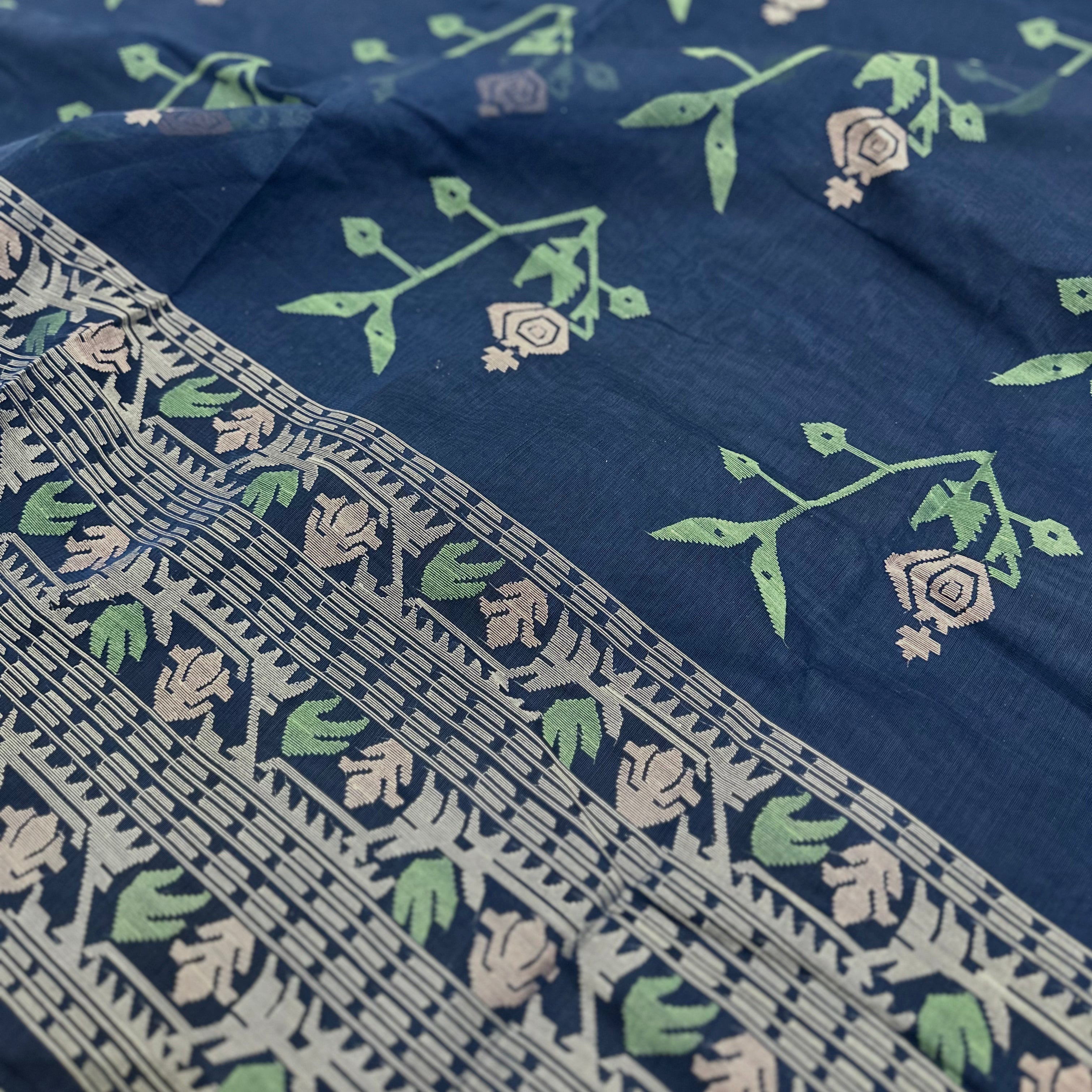 Ocean Blue Dhakai Jamdani