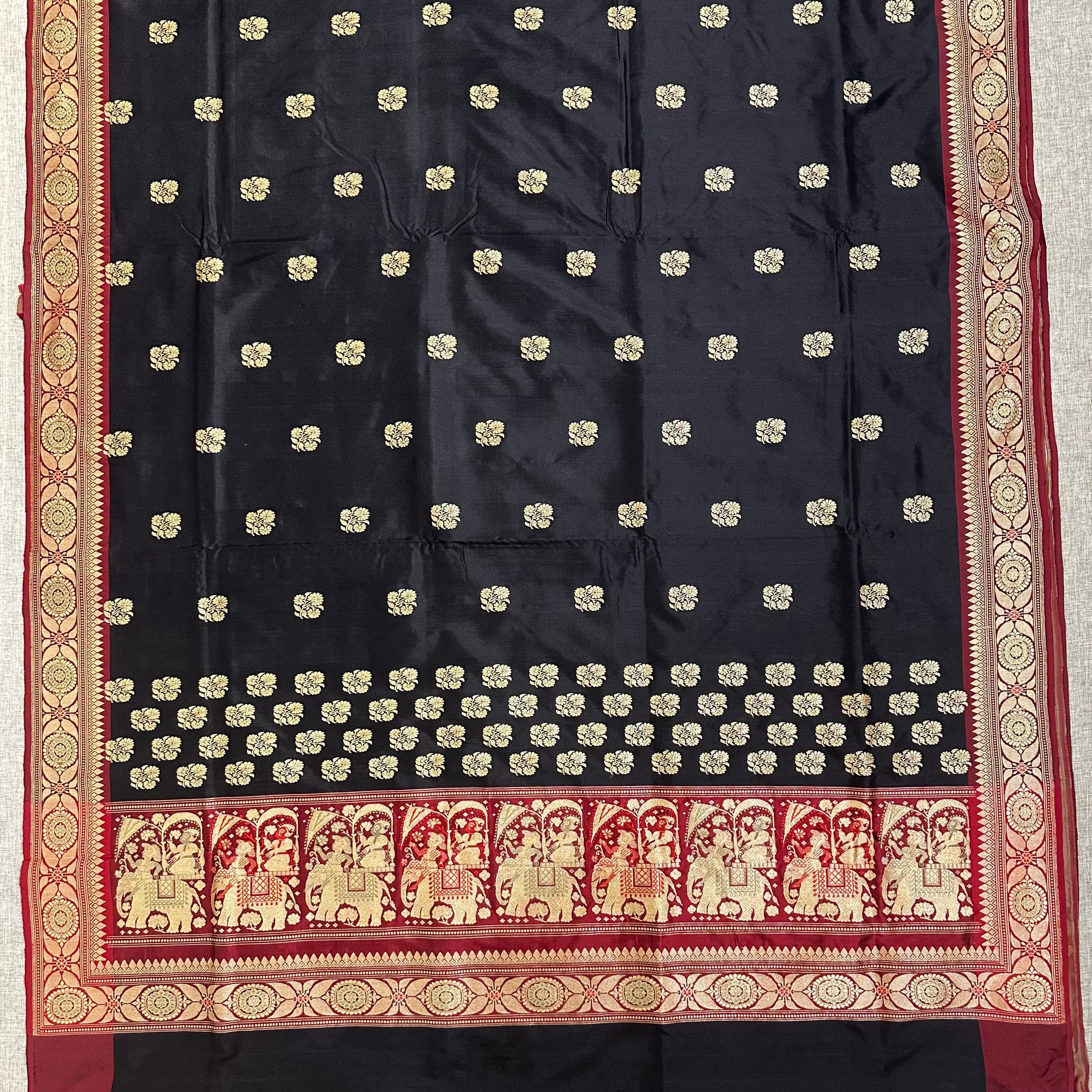 Black with Red Revival Baluchari Saree