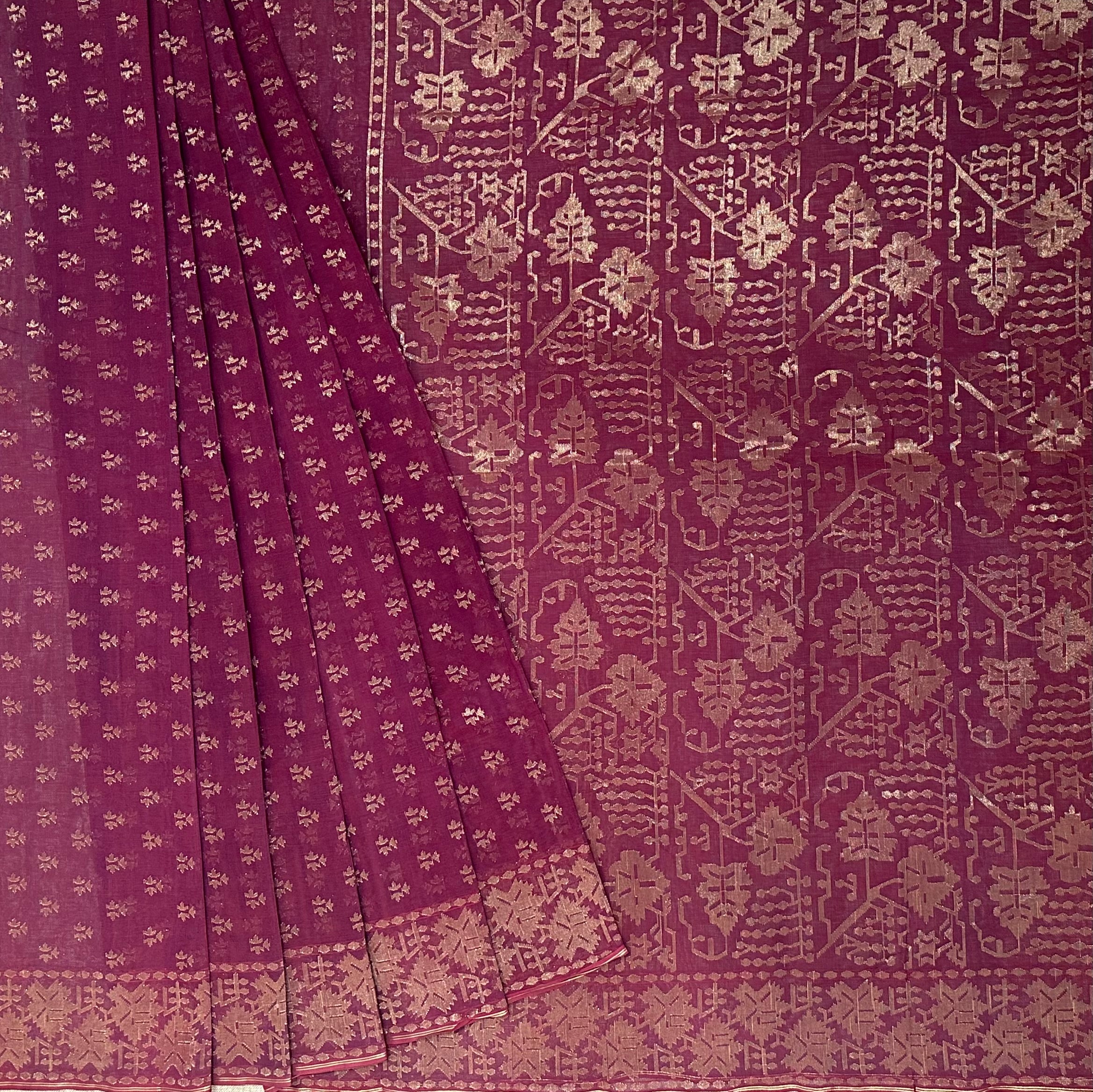 Jamun Angoorlata Dhakai Jamdani Saree (Grapevine)