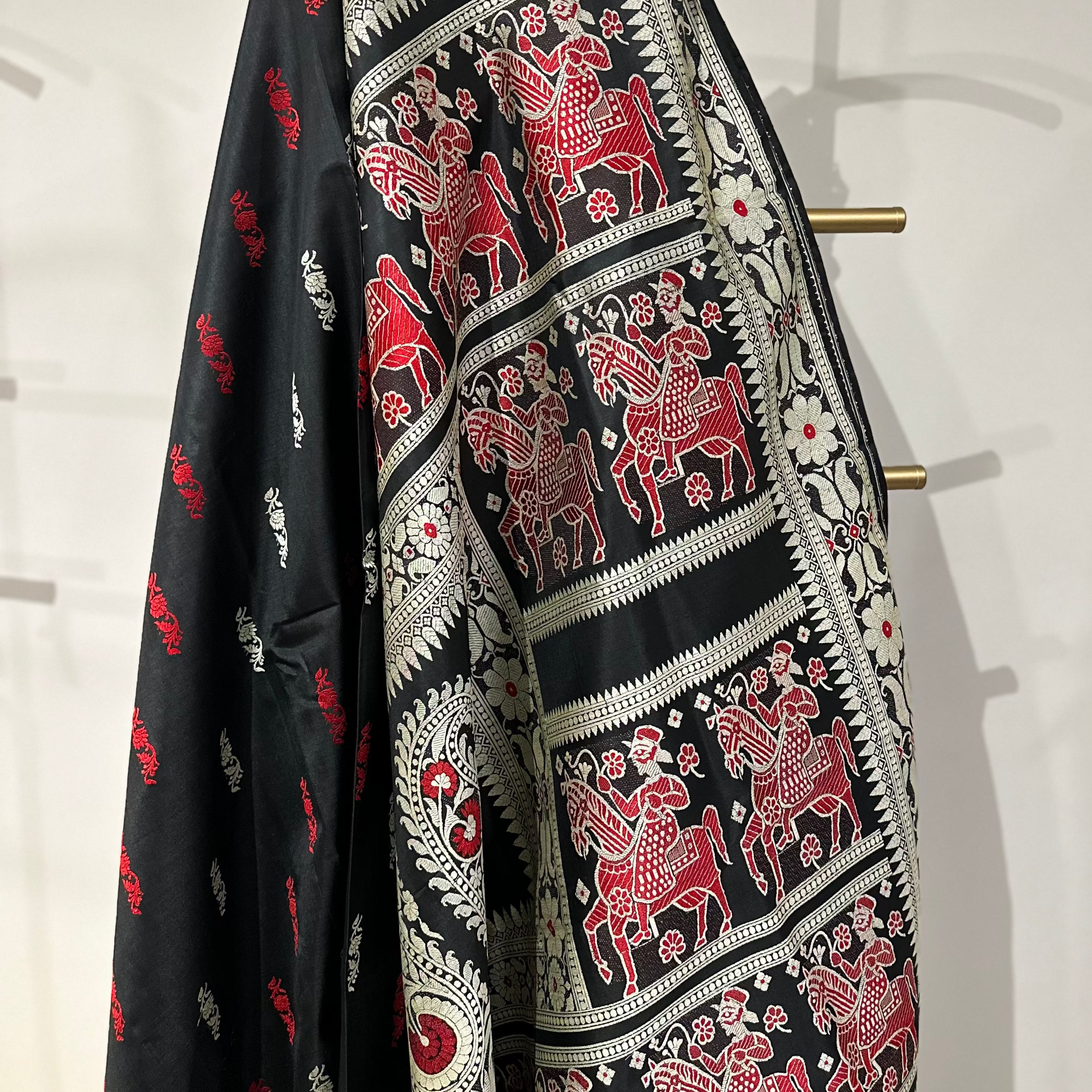 Black and Red Revival Baluchari from Bengal