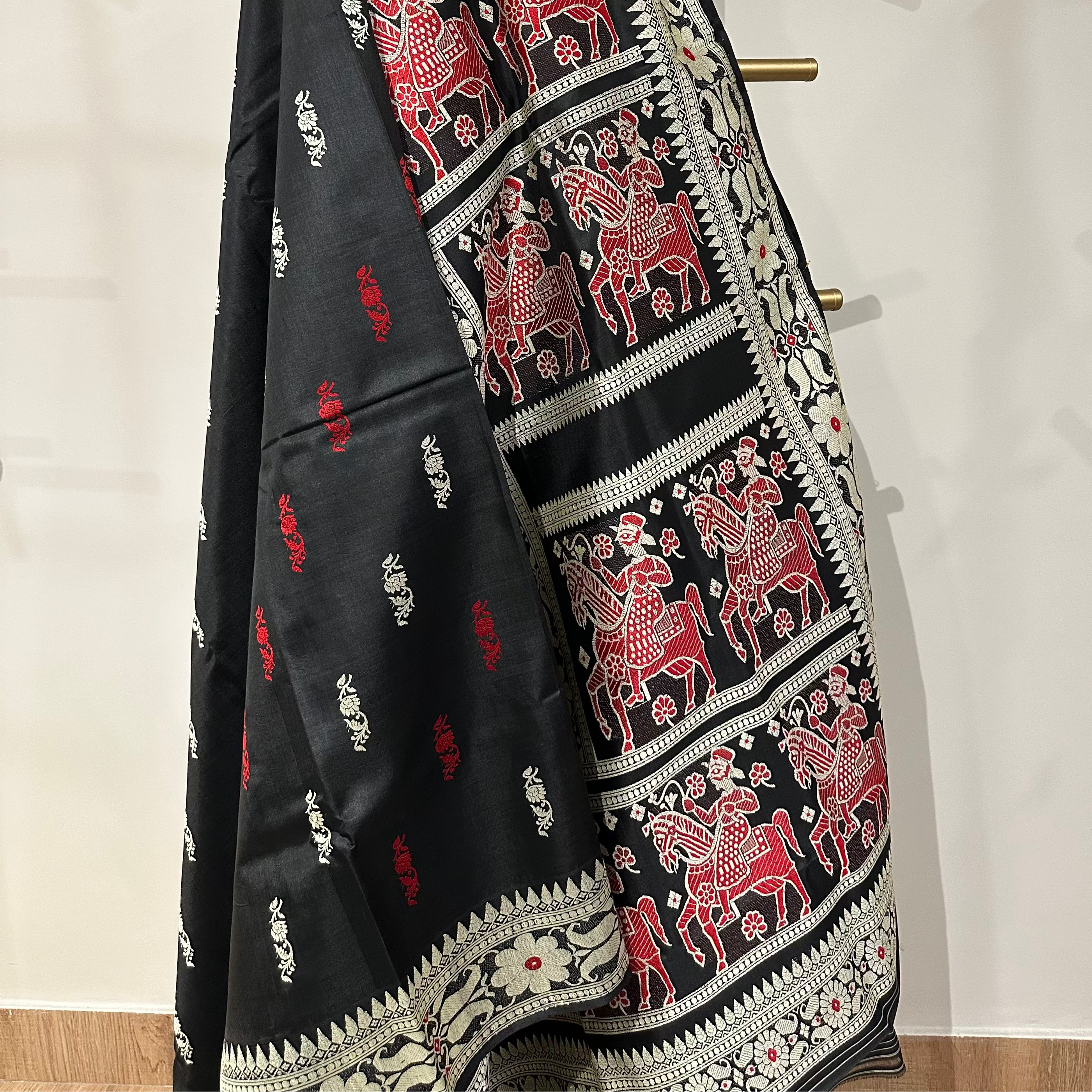 Black and Red Revival Baluchari from Bengal