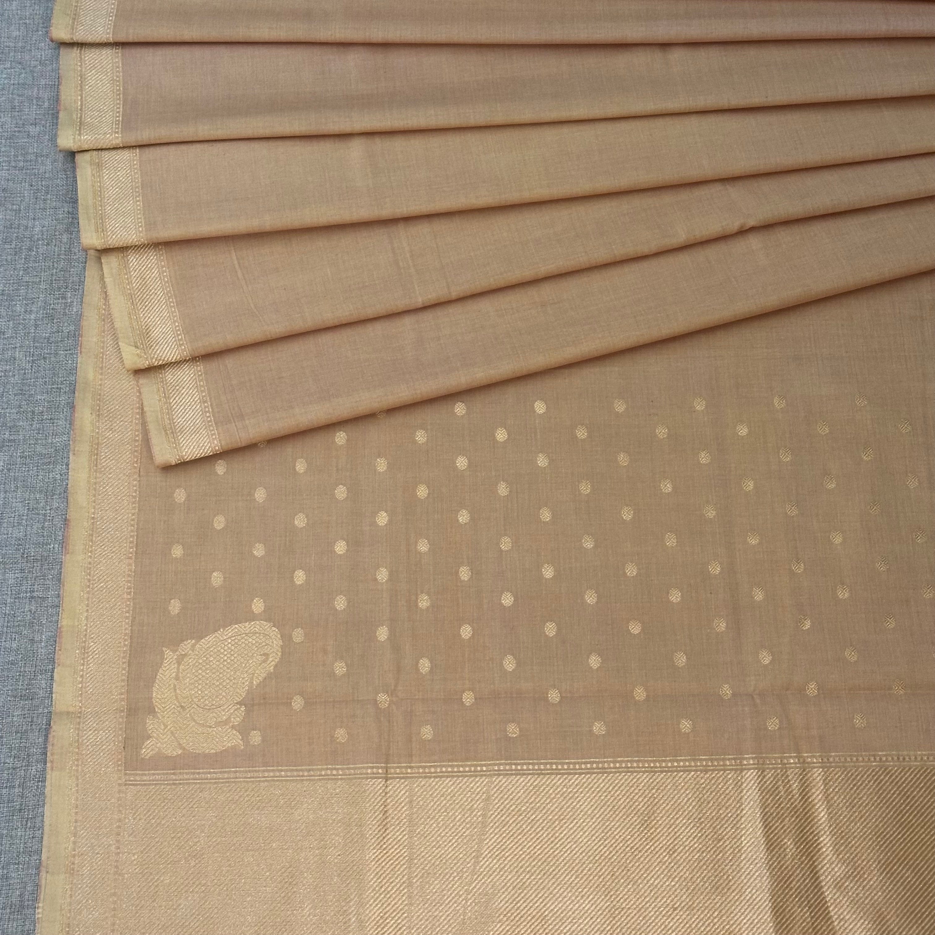 Light Terracotta Pure Cotton Natural Dyed Benarasi