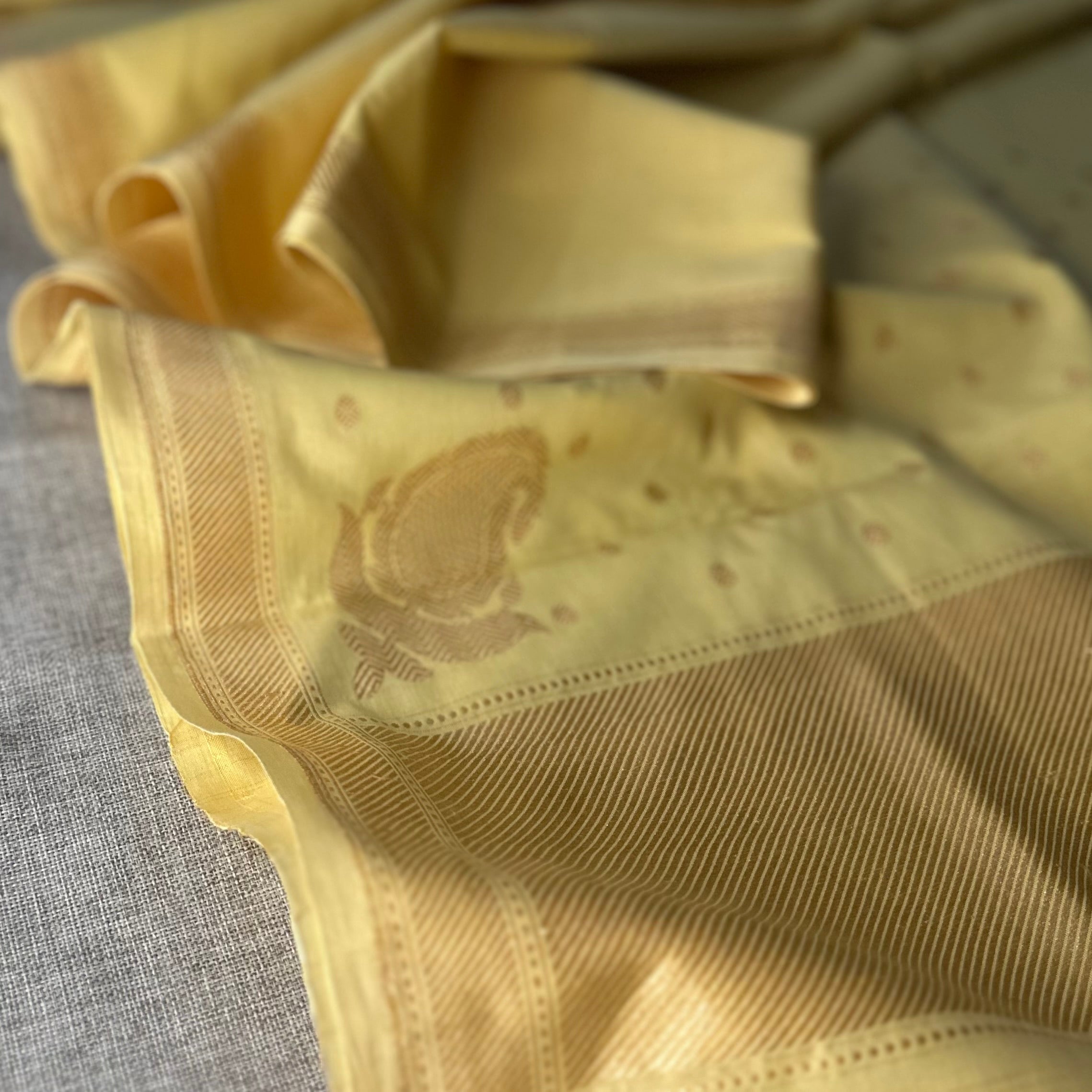 Yellow Pure Cotton Natural Dyed Benarasi