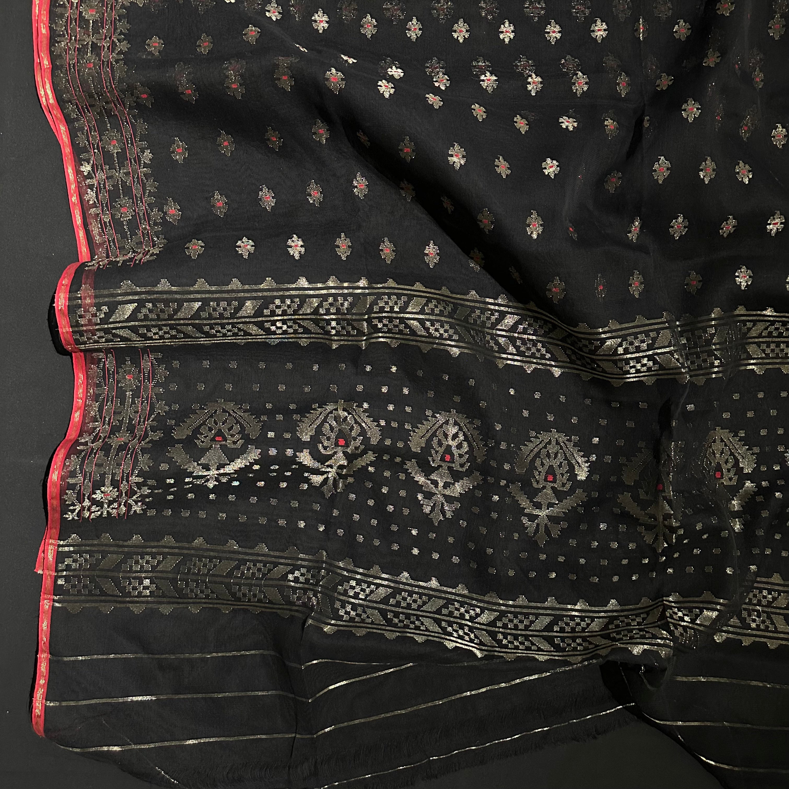 Black and Silver Dhakai Jamdani