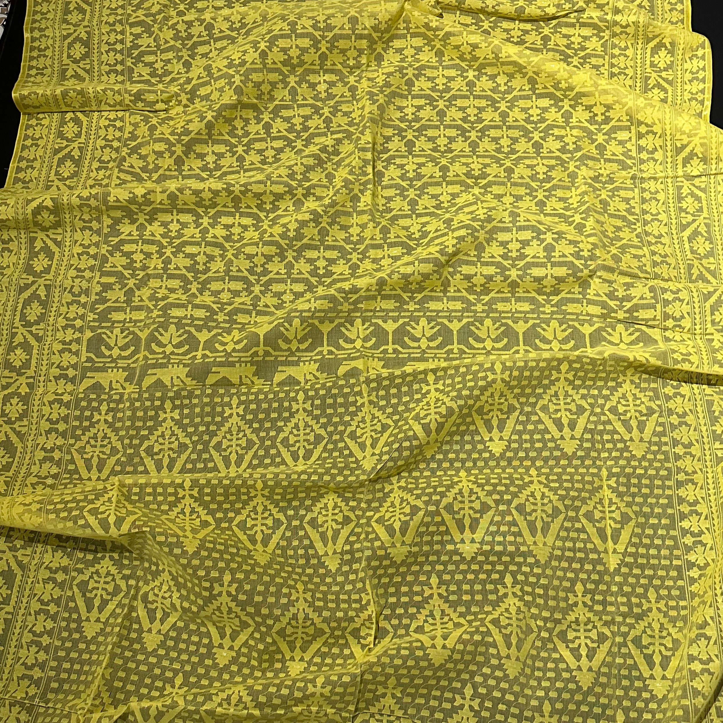 Yellow Jaal Dhakai Jamdani