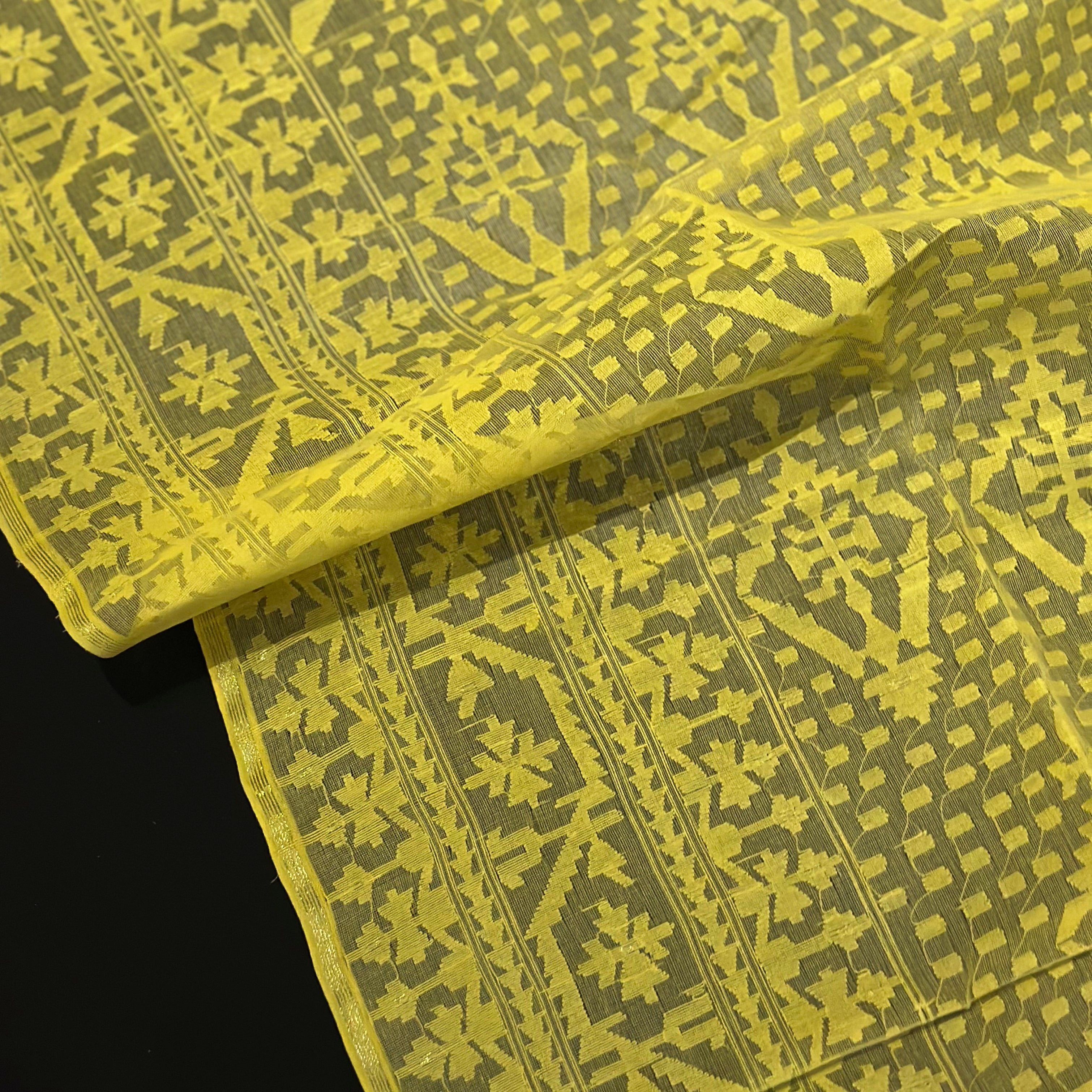 Yellow Jaal Dhakai Jamdani