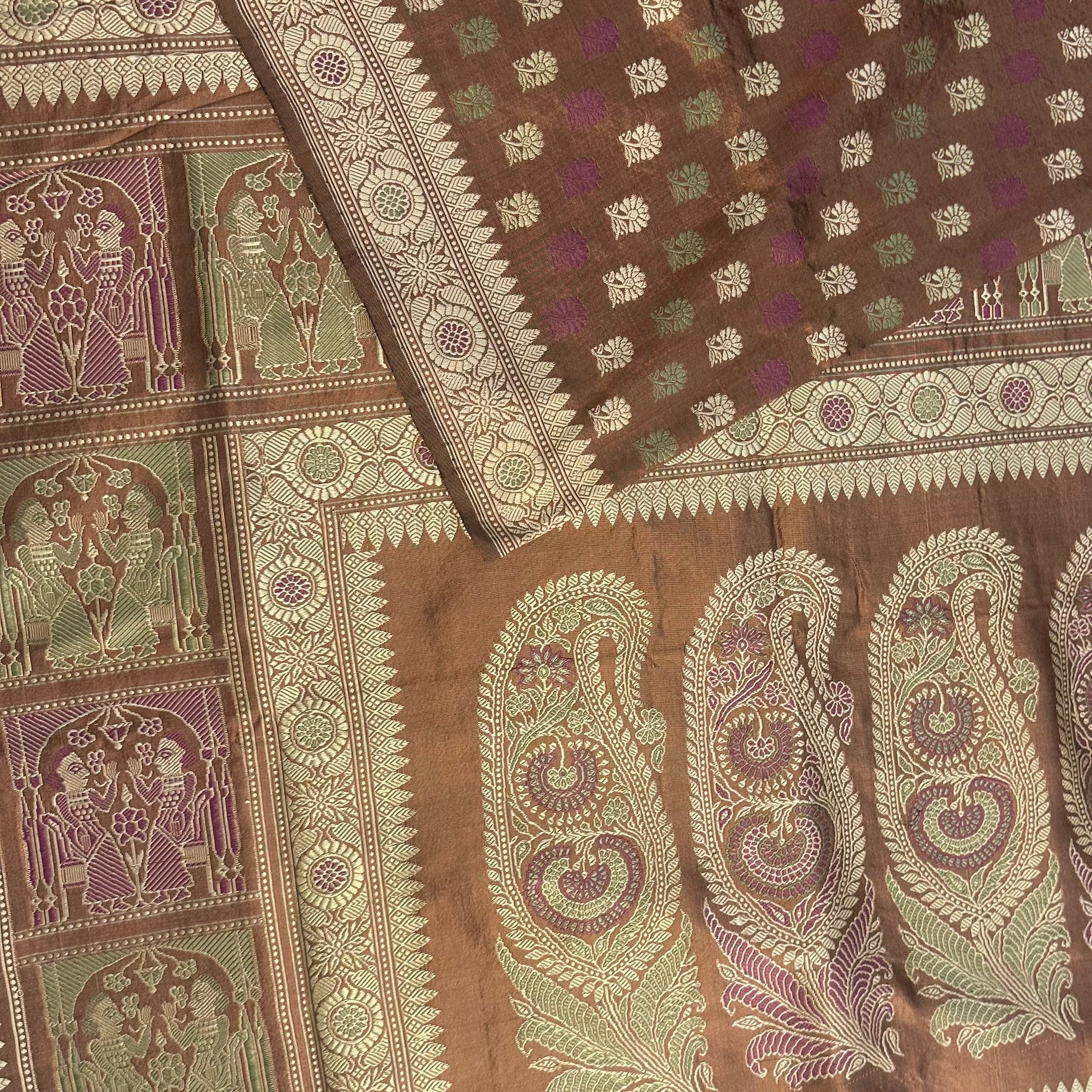 Chestnut Rose Butidar Baluchari from Benaras