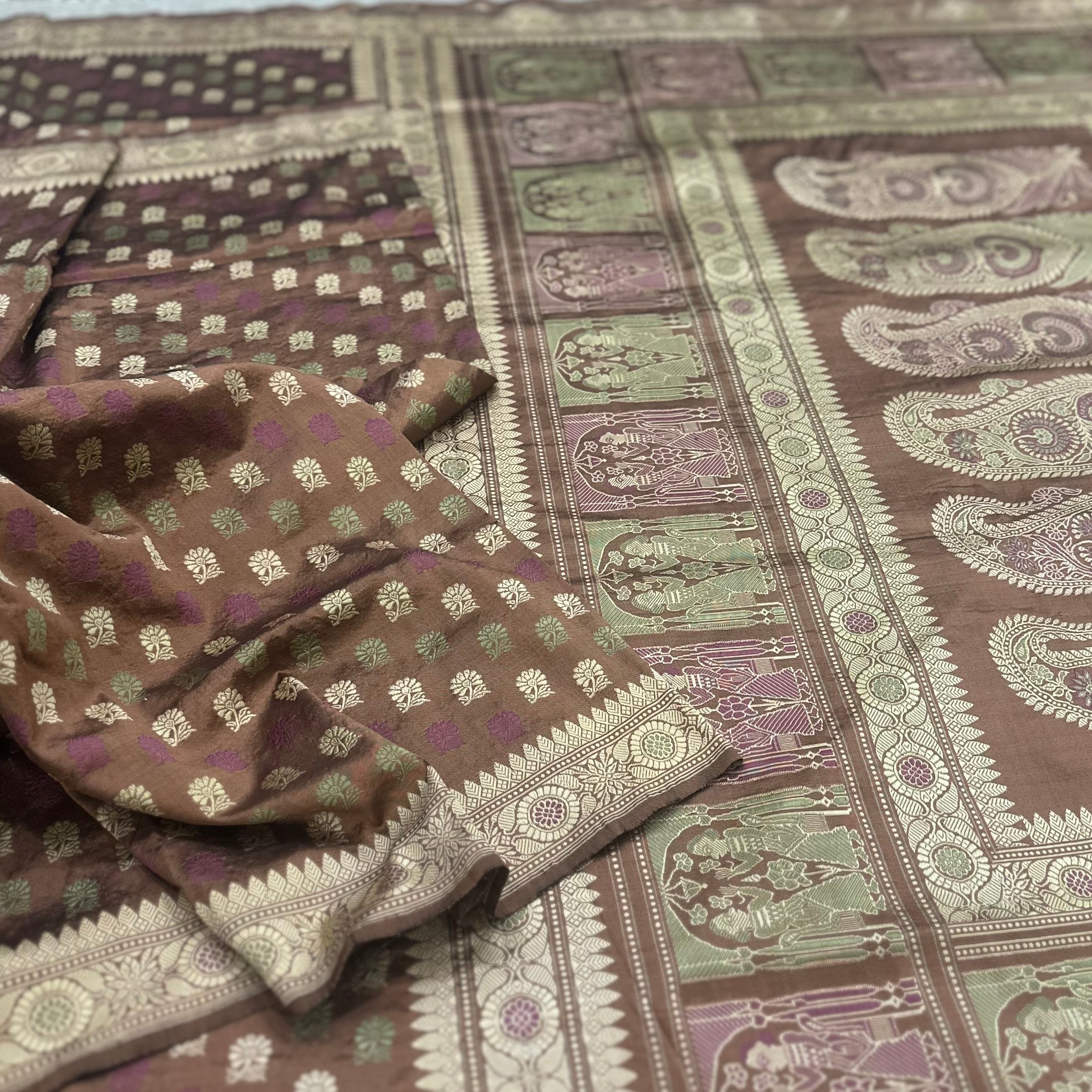 Chestnut Rose Butidar Baluchari from Benaras