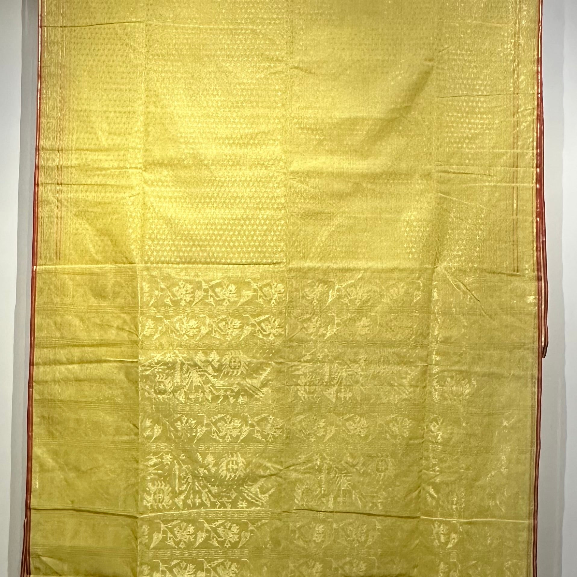 Yellow Dhakai Jamdani with all over Zari