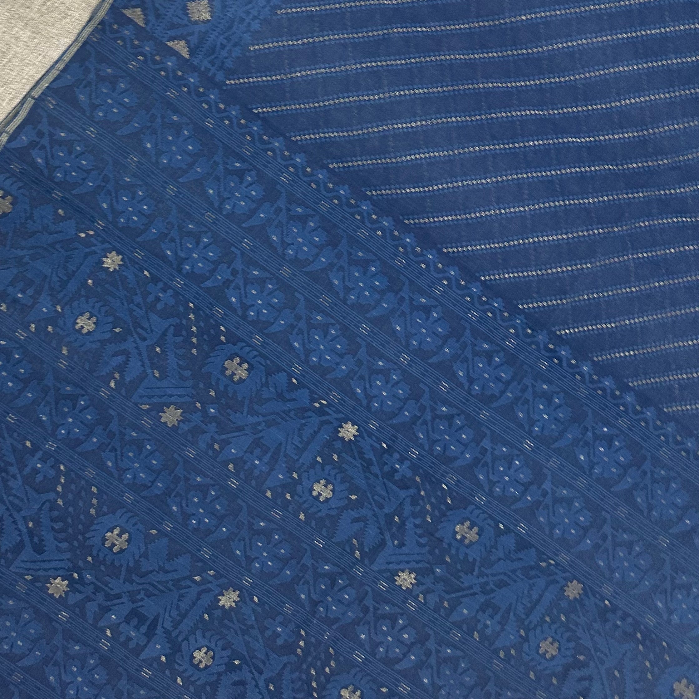 Indigo Ada Handspun 200 Count Dhakai Jamdani