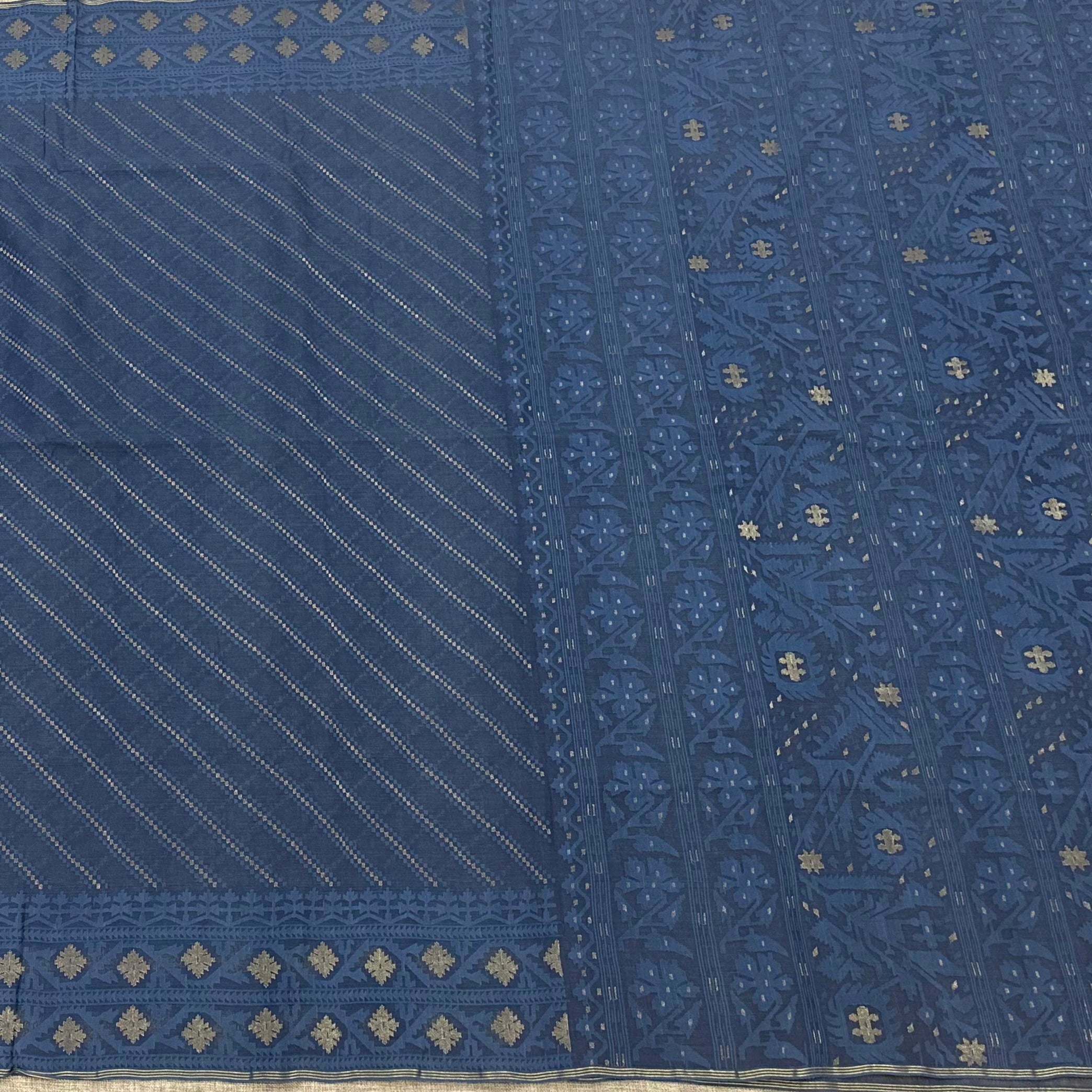 Indigo Ada Handspun 200 Count Dhakai Jamdani