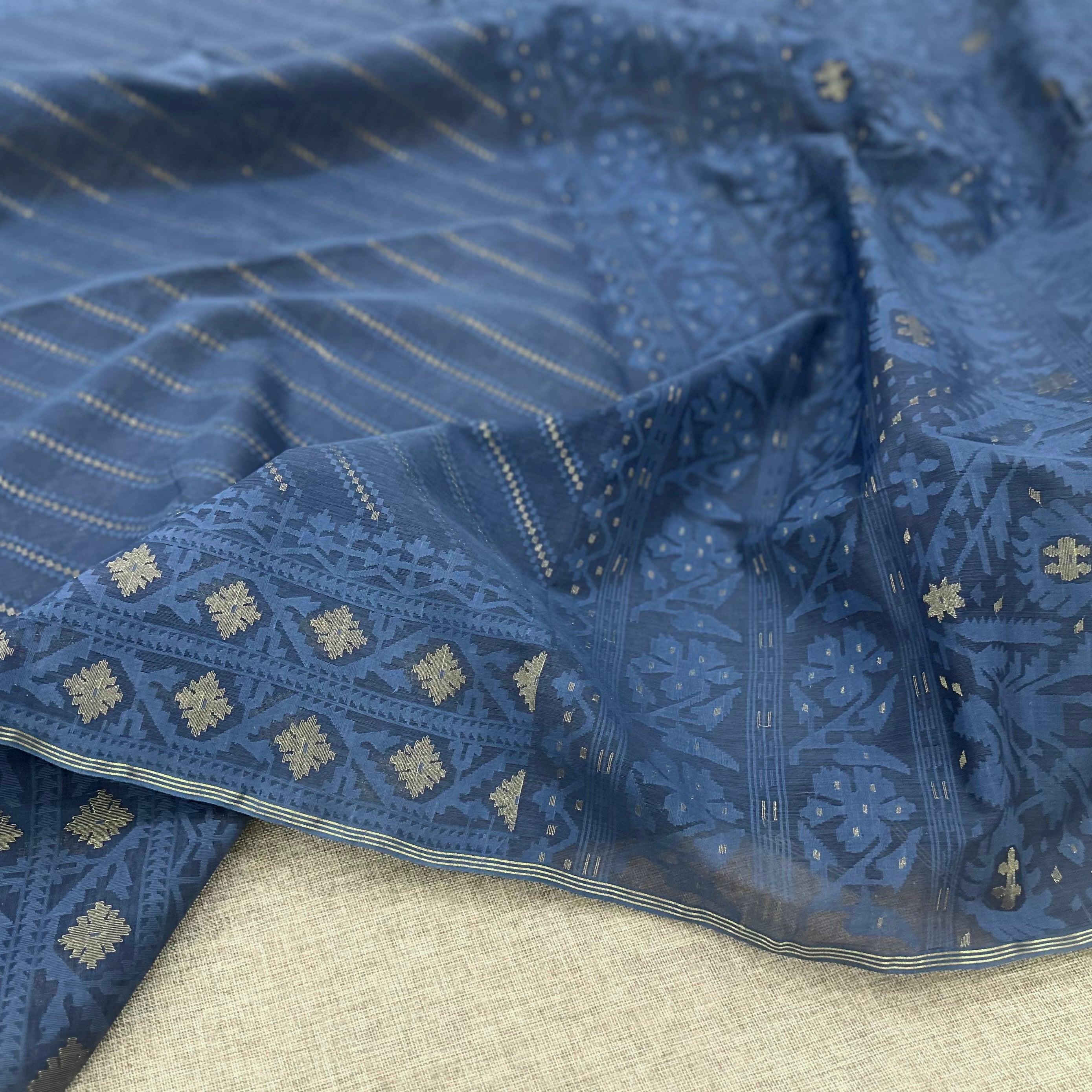 Indigo Ada Handspun 200 Count Dhakai Jamdani