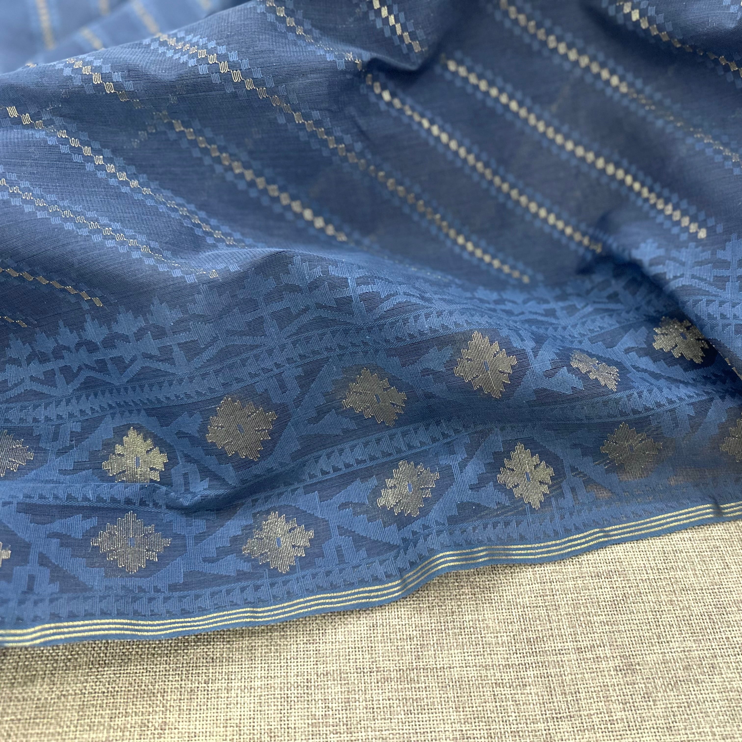 Indigo Ada Handspun 200 Count Dhakai Jamdani