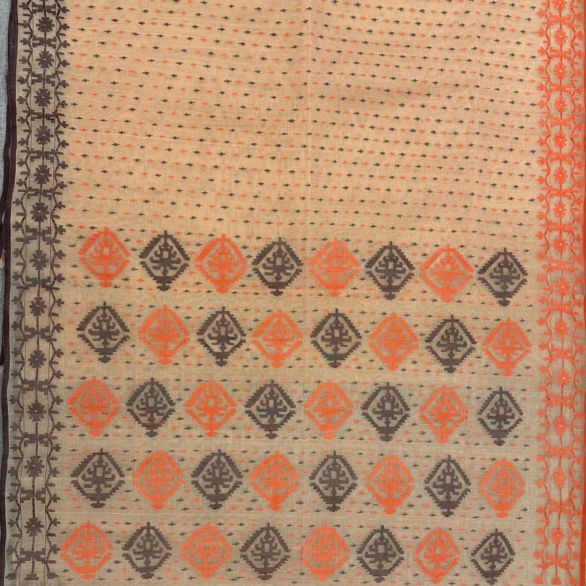 Light Orange Dhakai Jamdani