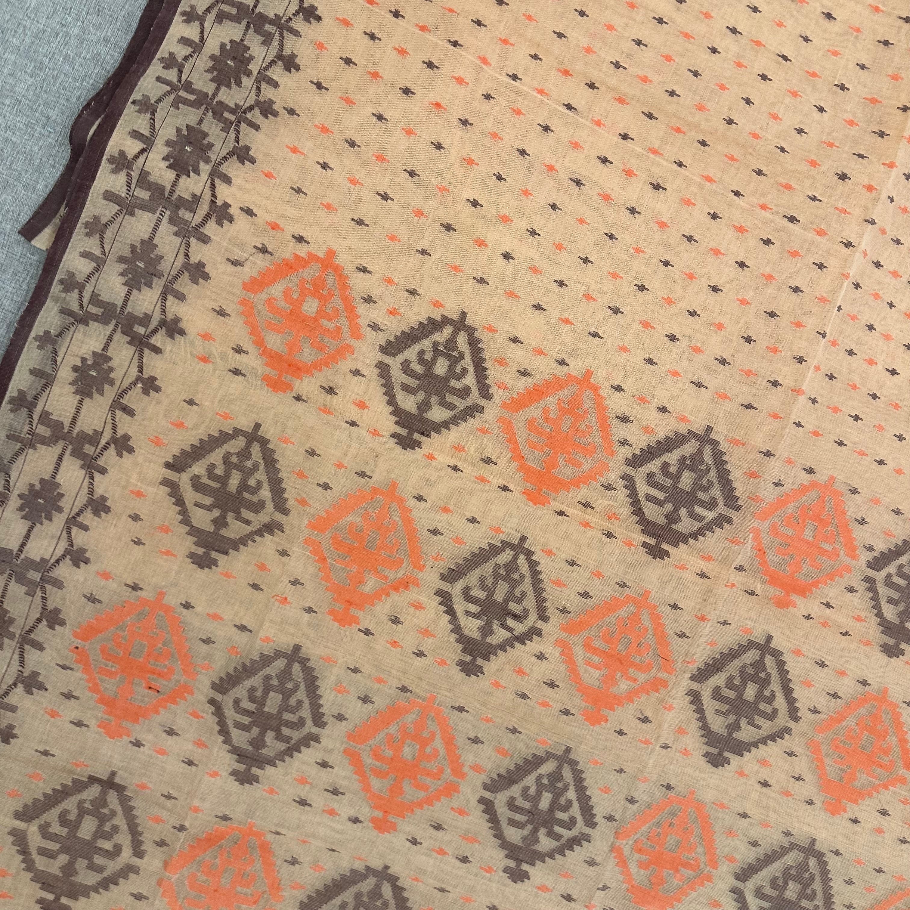 Light Orange Dhakai Jamdani