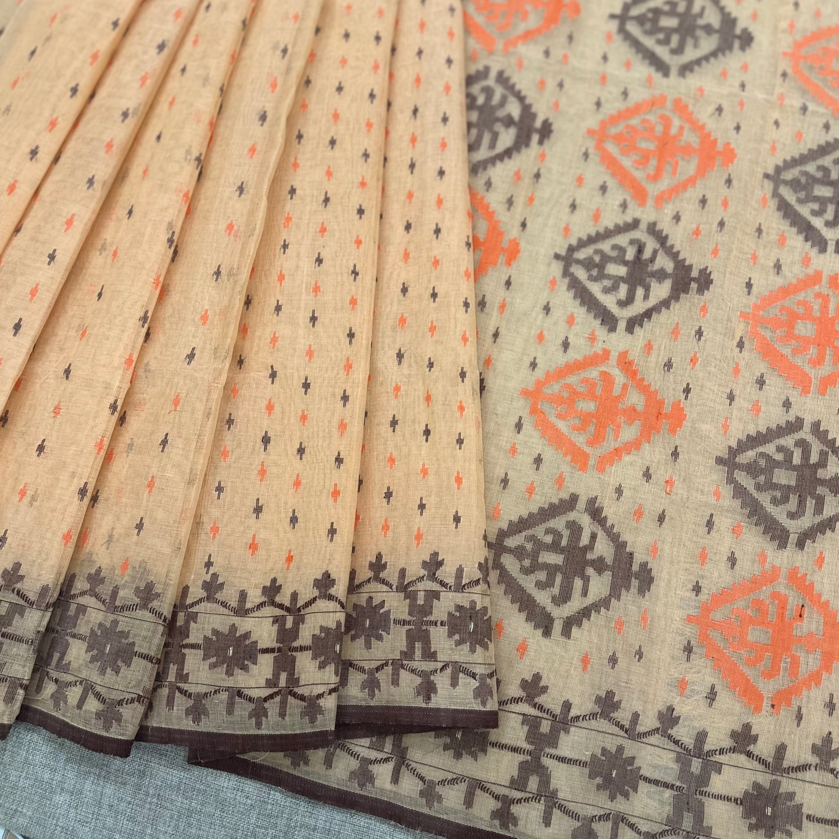 Light Orange Dhakai Jamdani