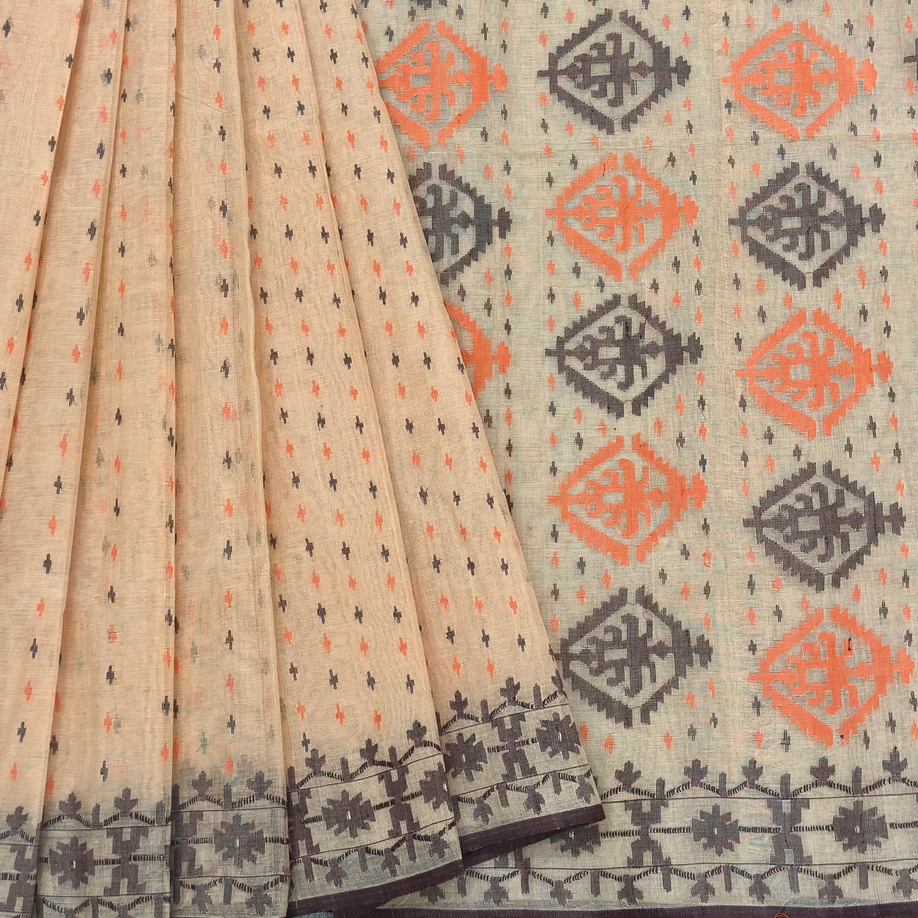 Light Orange Dhakai Jamdani