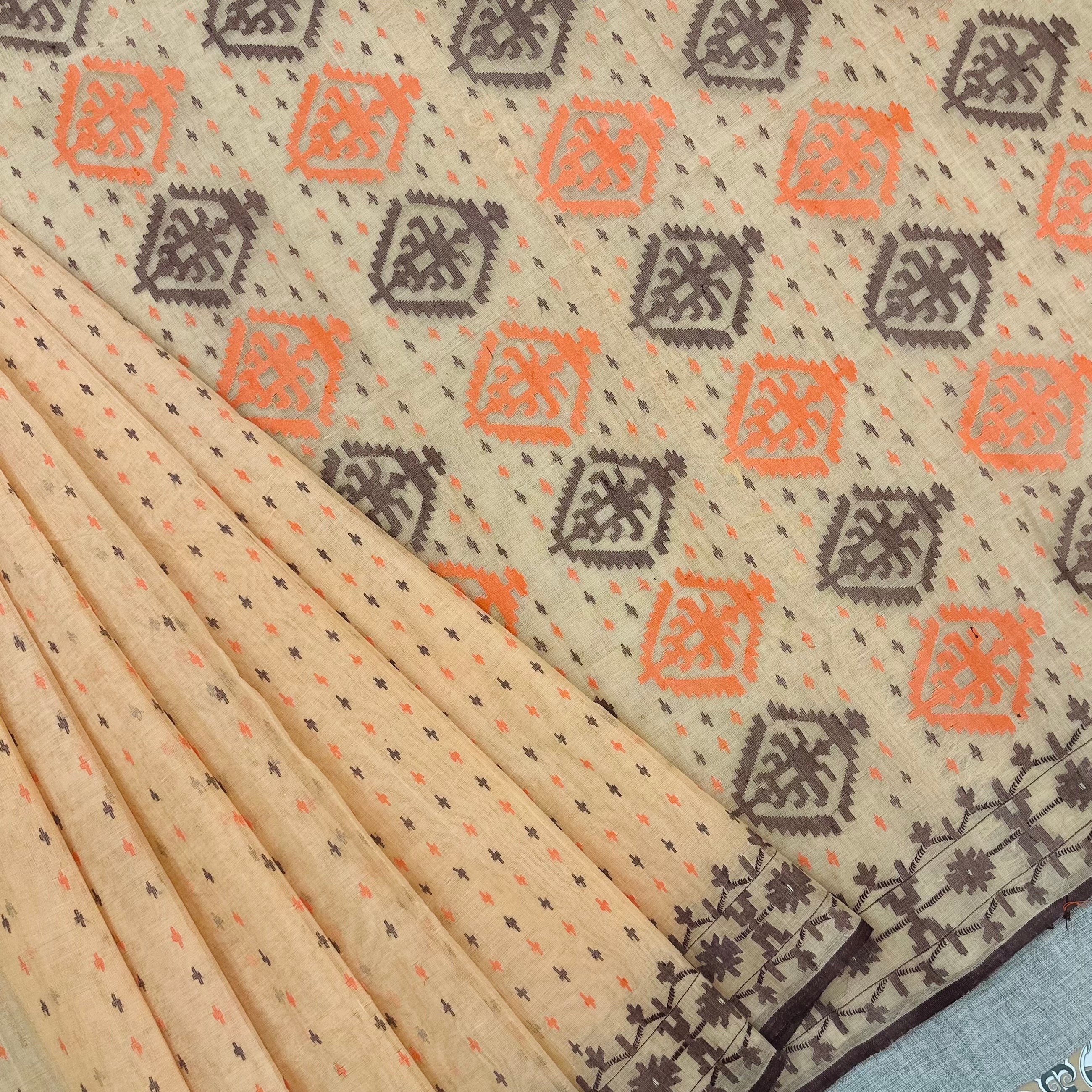 Light Orange Dhakai Jamdani