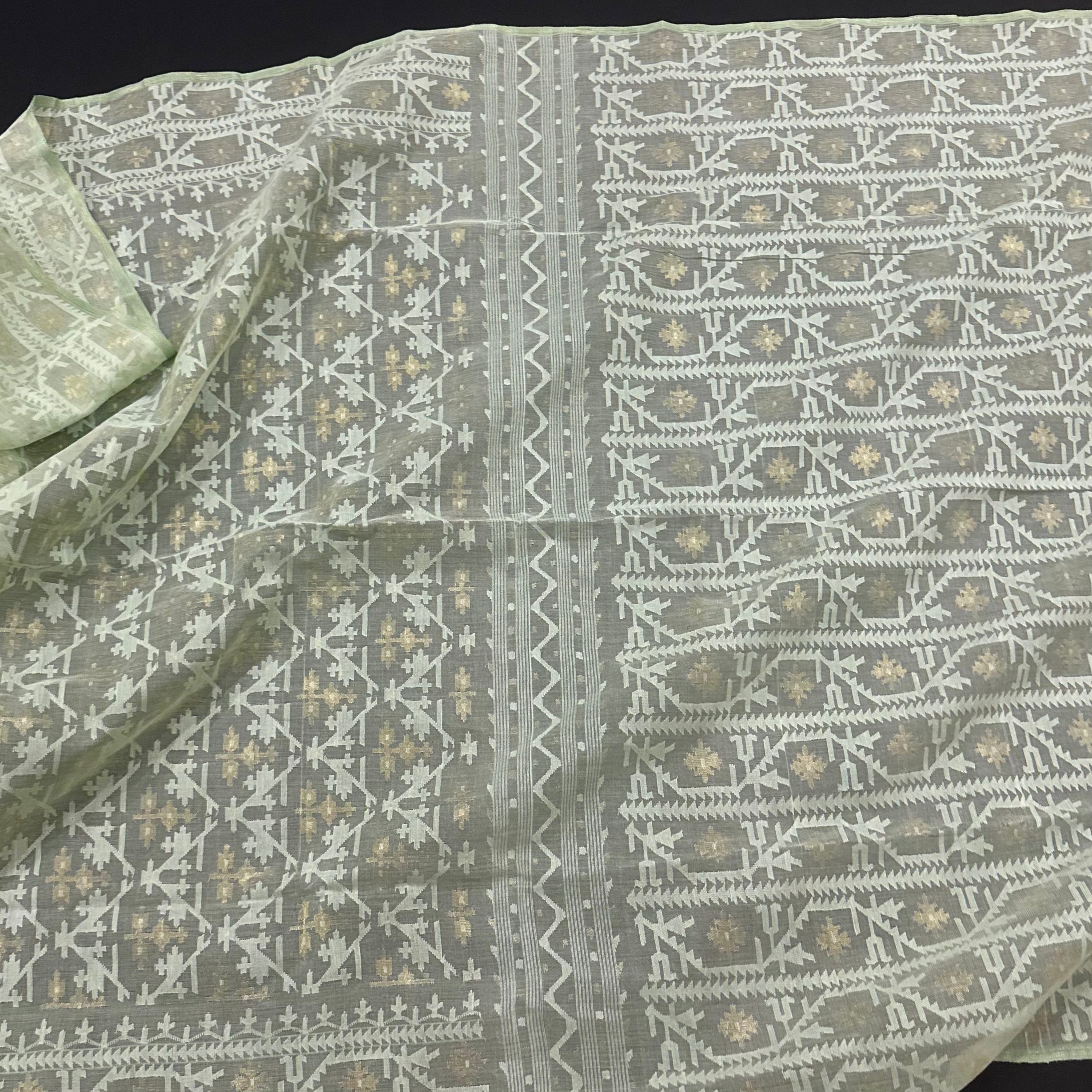 Light Mint Green Jaal Dhakai Jamdani Saree