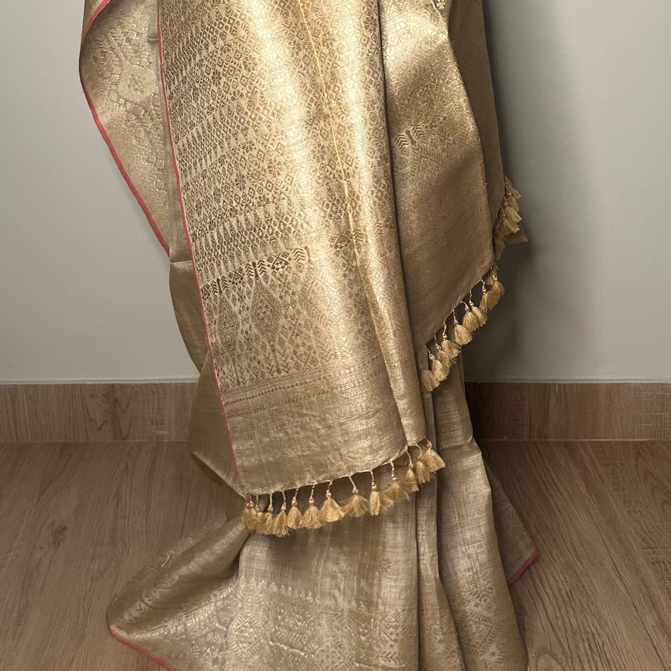 Heirloom Pure Assamese Muga Saree with Muga Extra Weft
