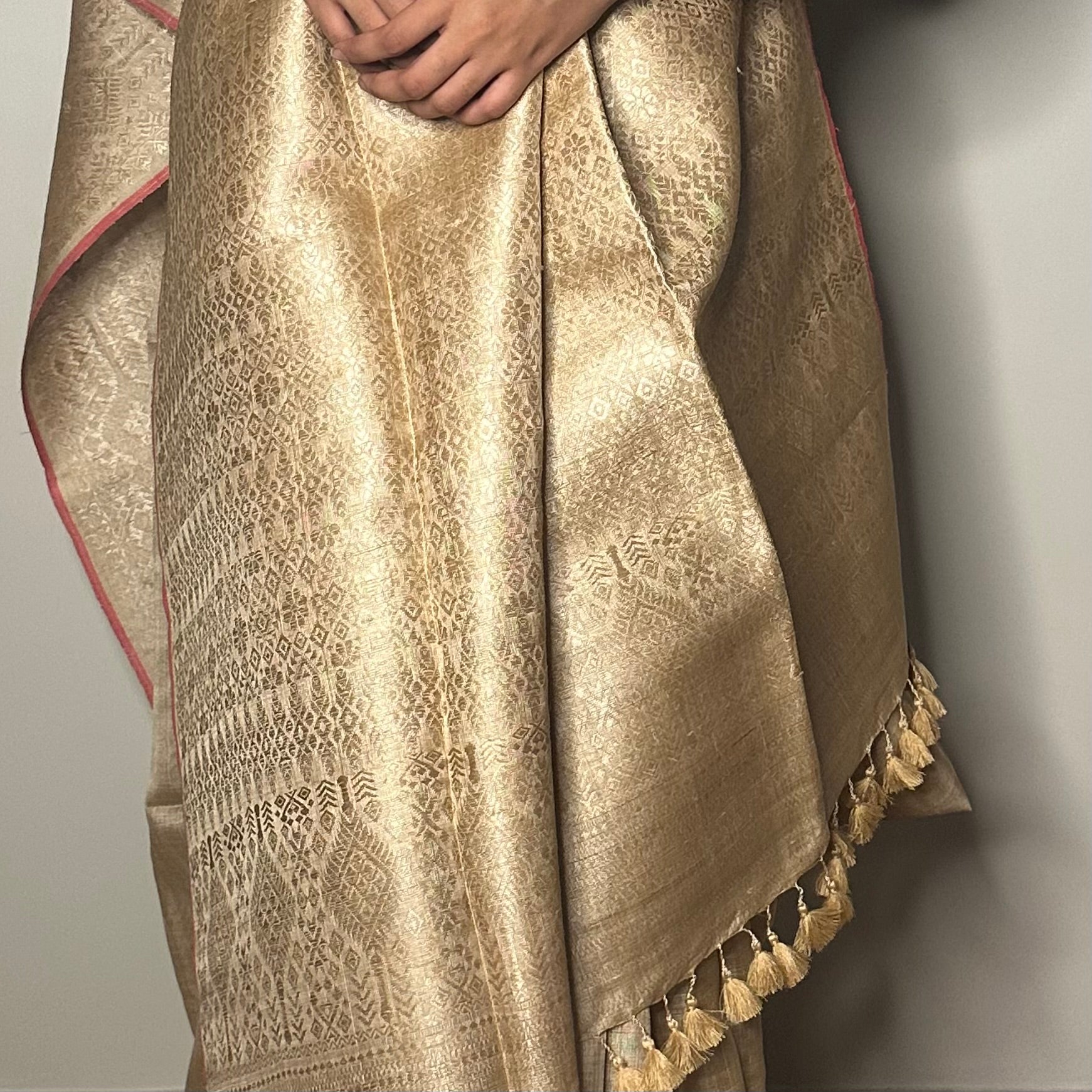 Heirloom Pure Assamese Muga Saree with Muga Extra Weft