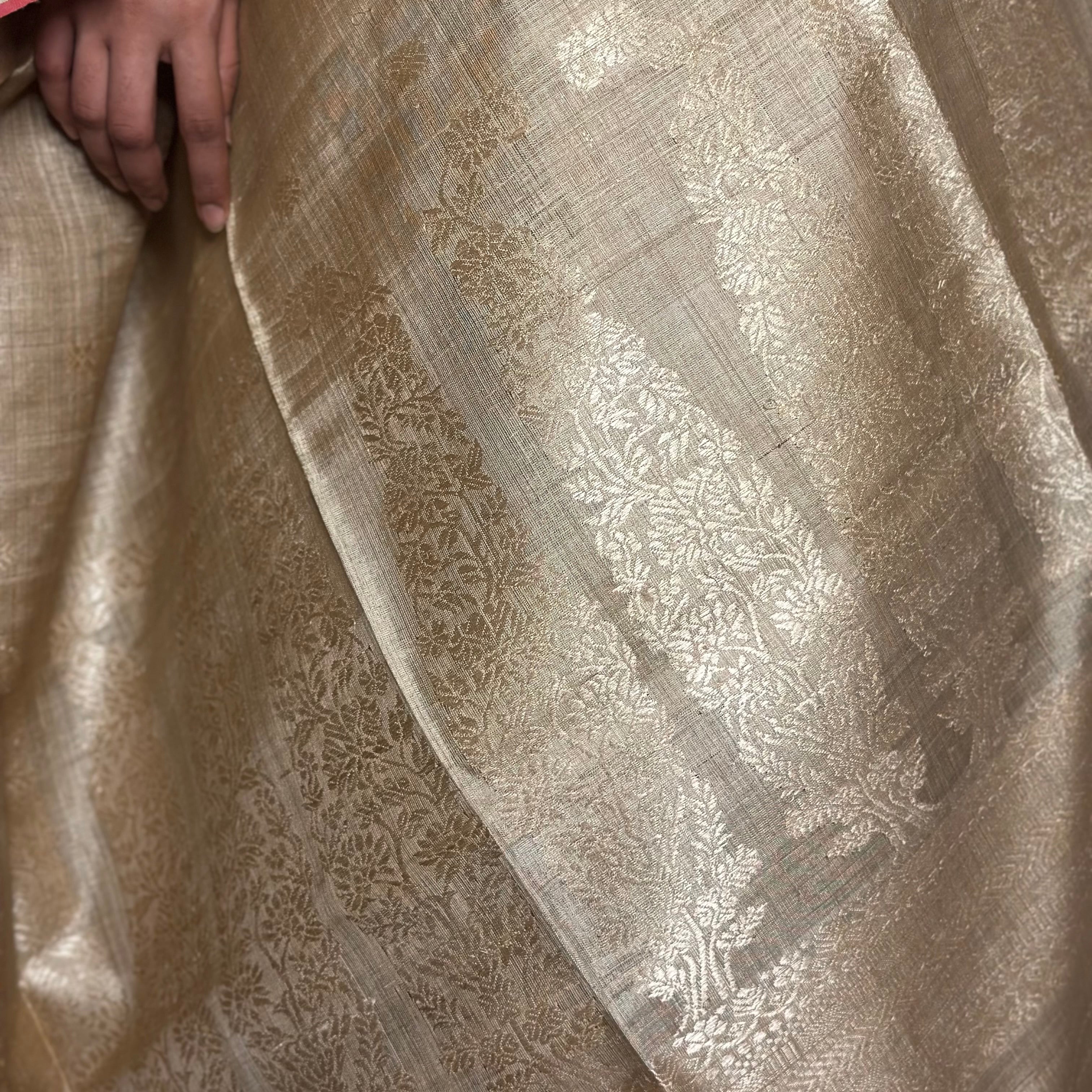 Heirloom Pure Assamese Muga Saree with Paisley in palla