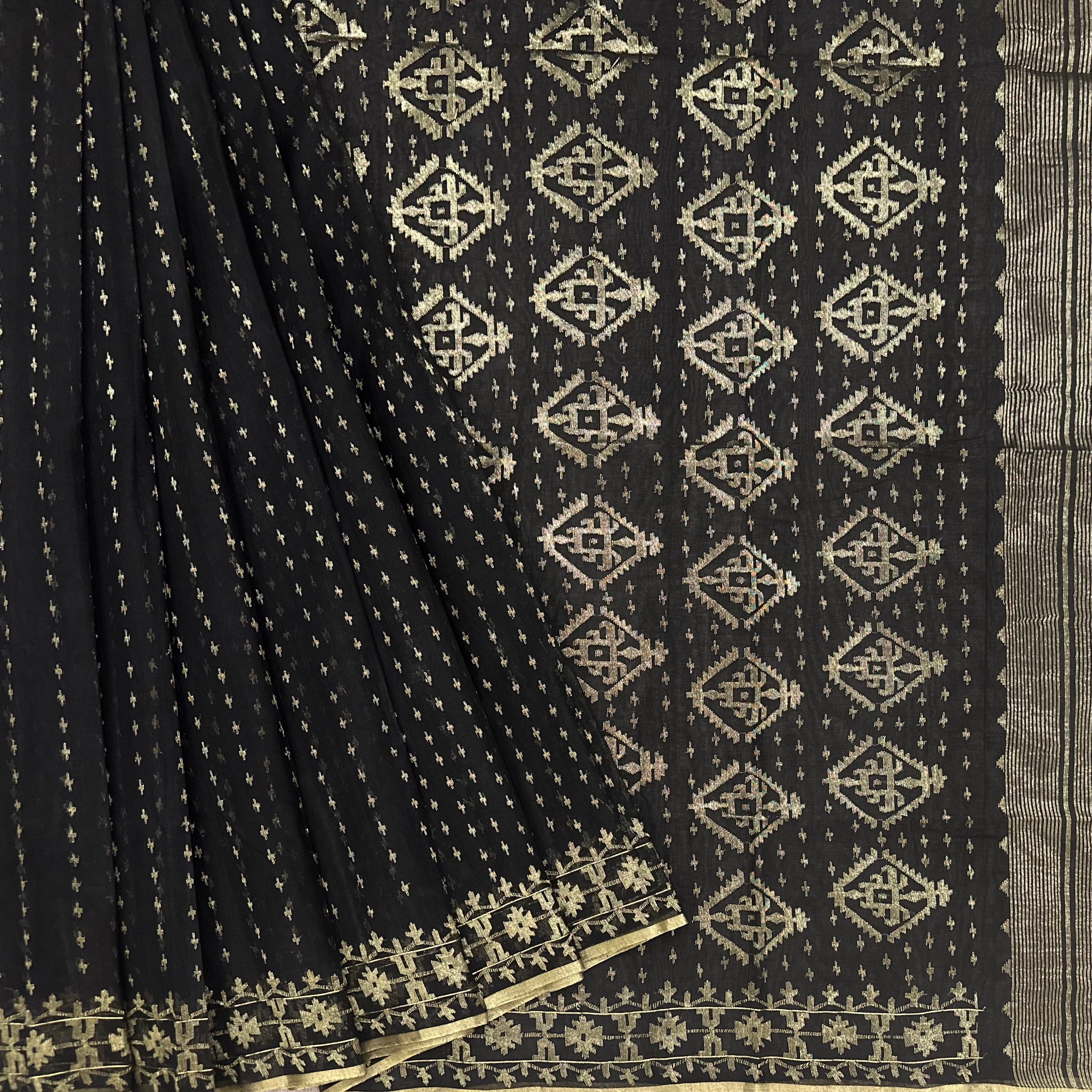 Black Dhakai Jamdani with Zari