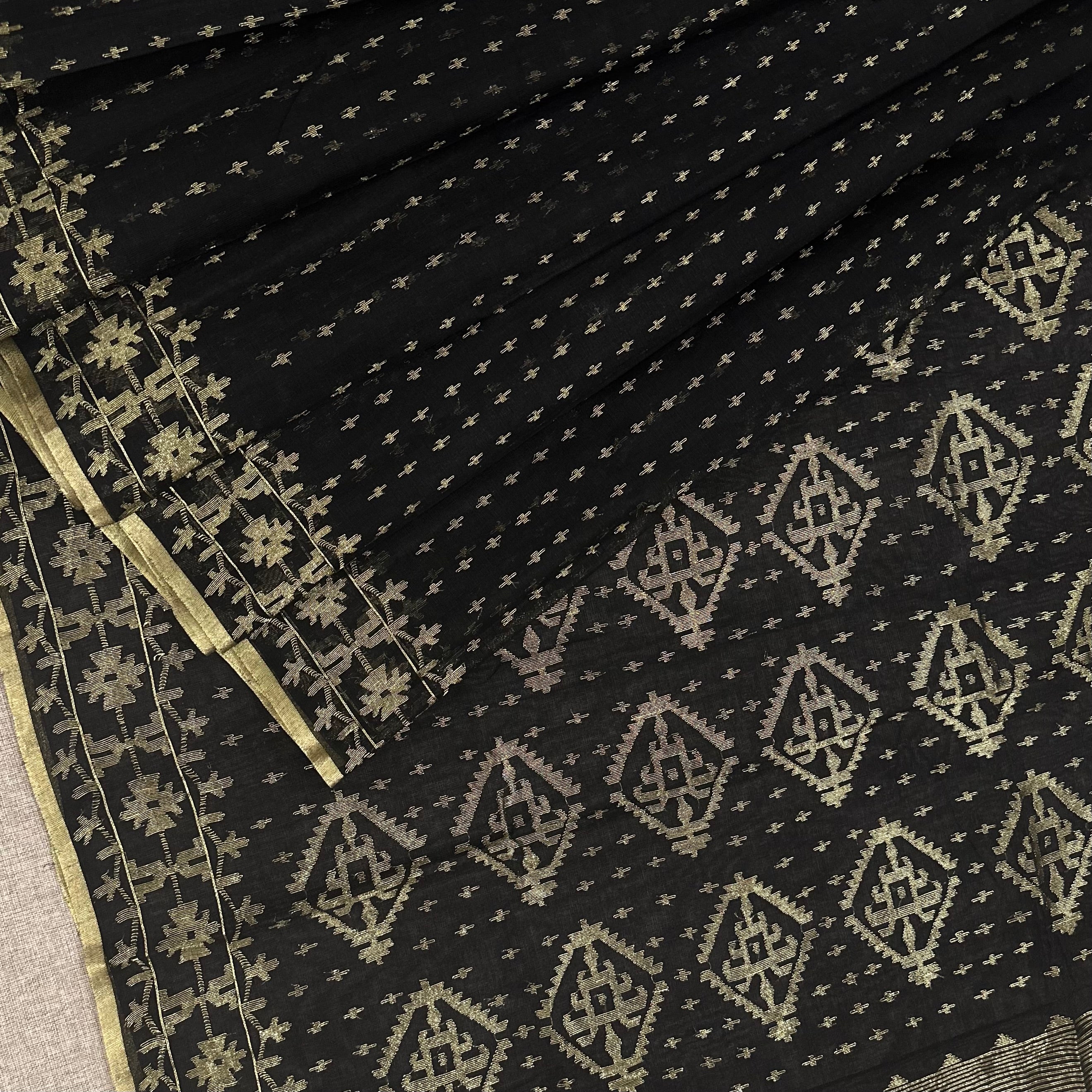 Black Dhakai Jamdani with Zari