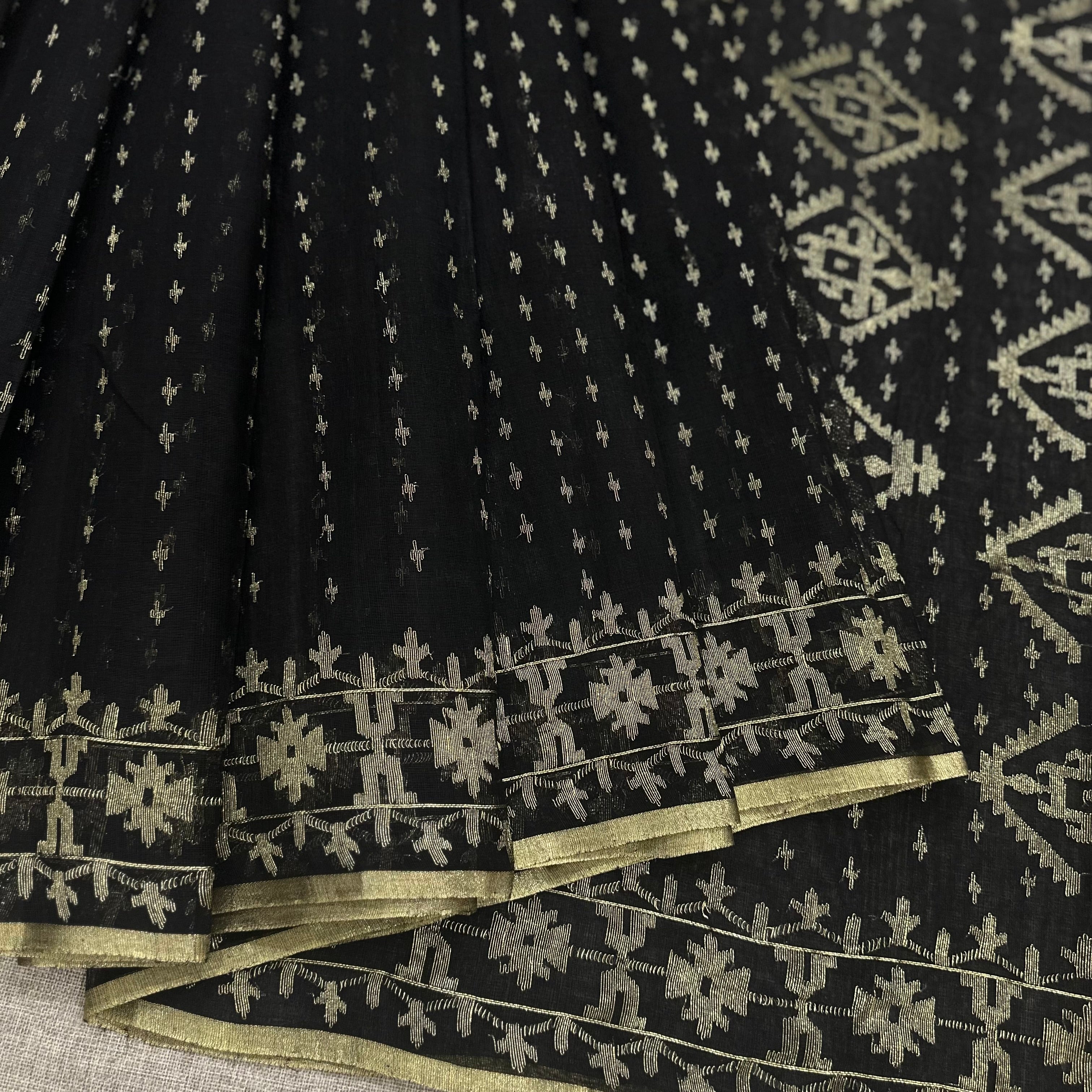 Black Dhakai Jamdani with Zari