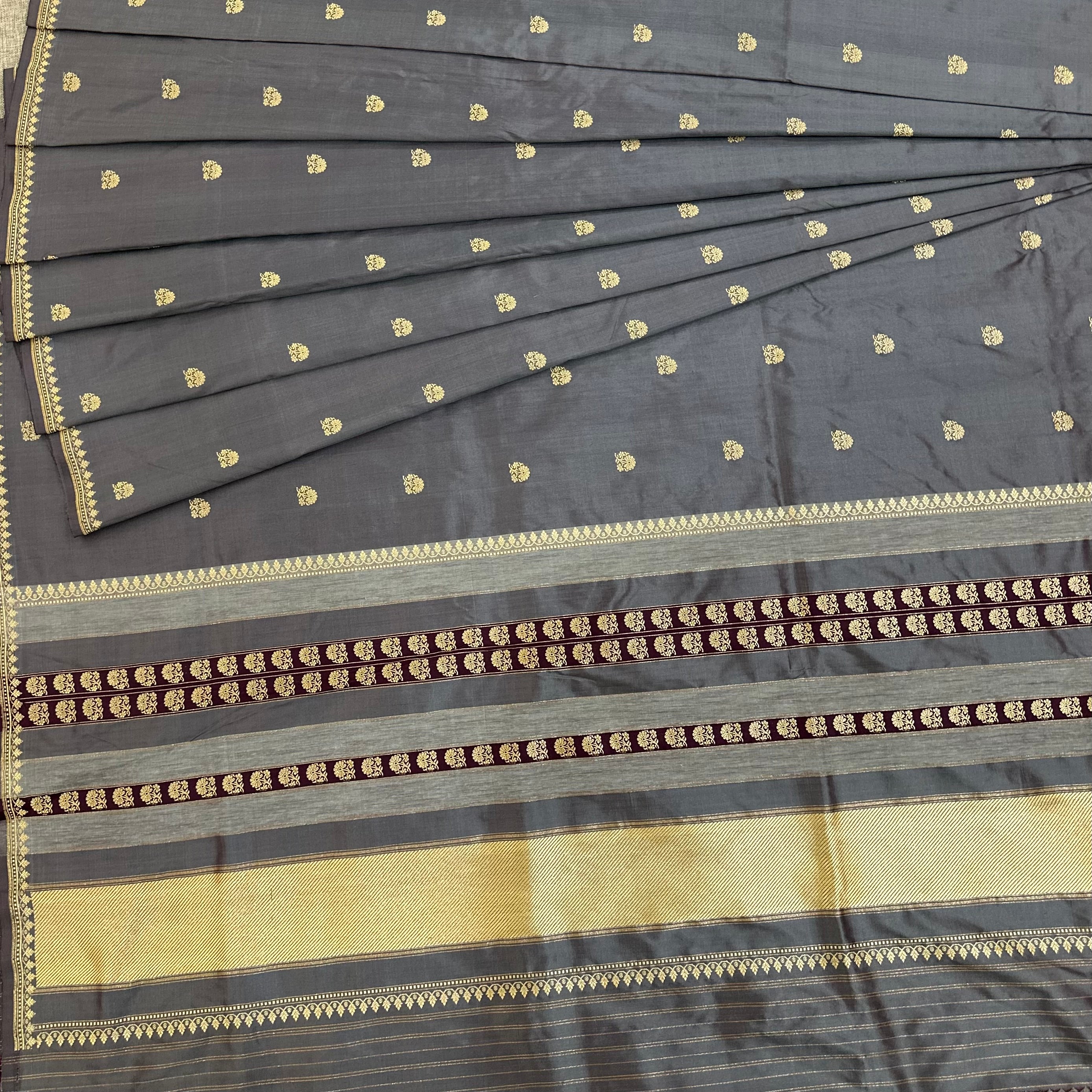 Grey Purple Benarasi Saree