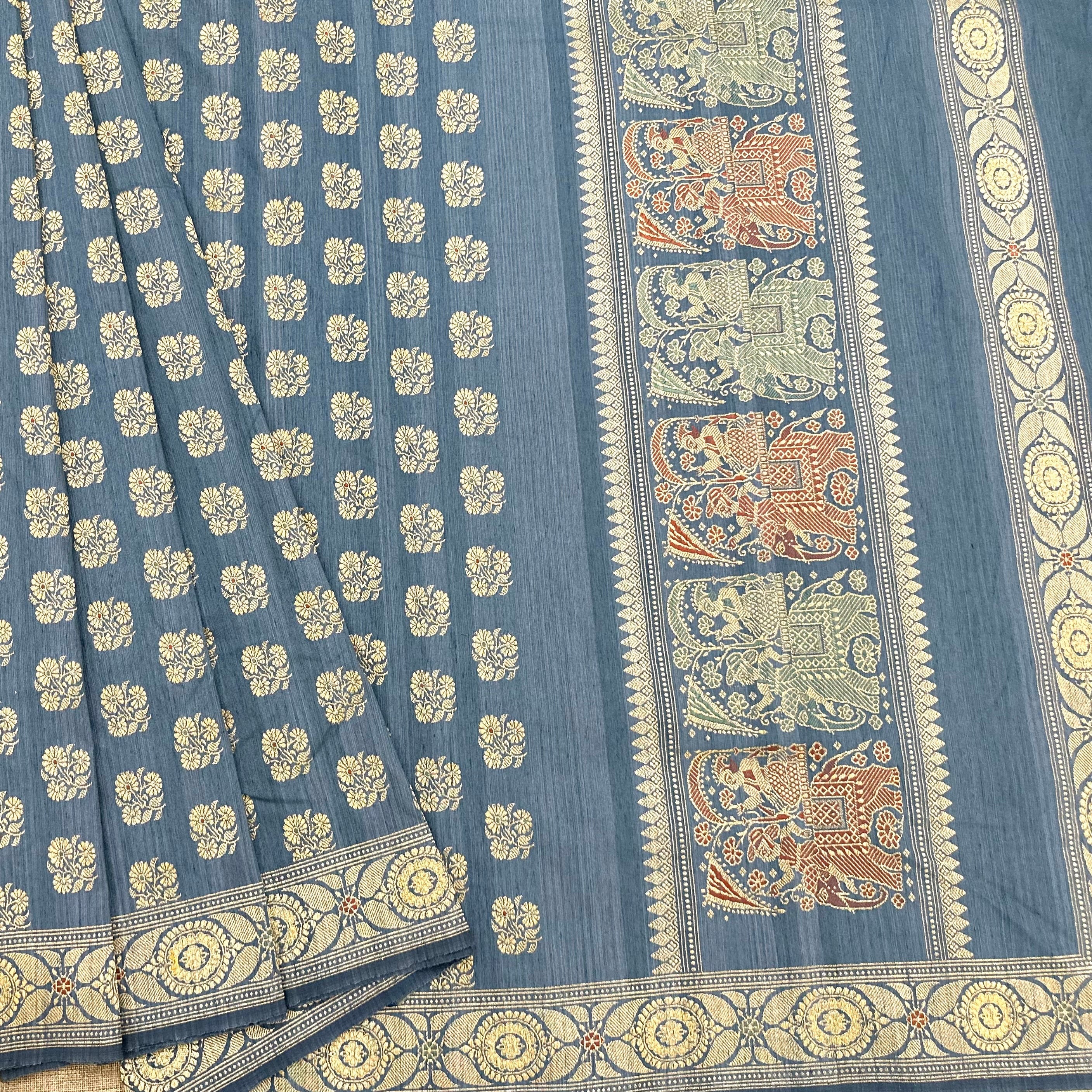 Indigo Baluchari Saree