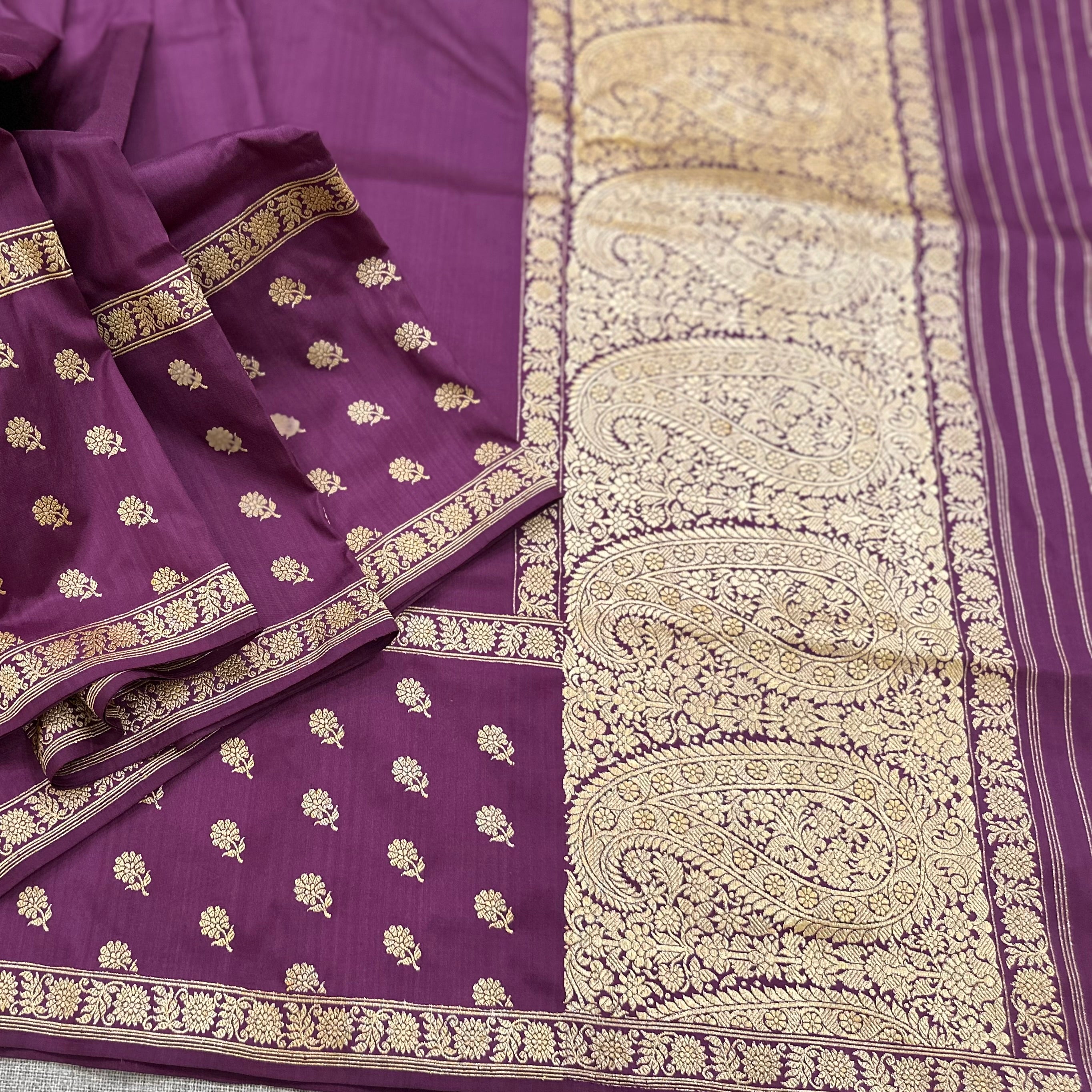 Purple Khadwa Buti Benarasi with Paisley