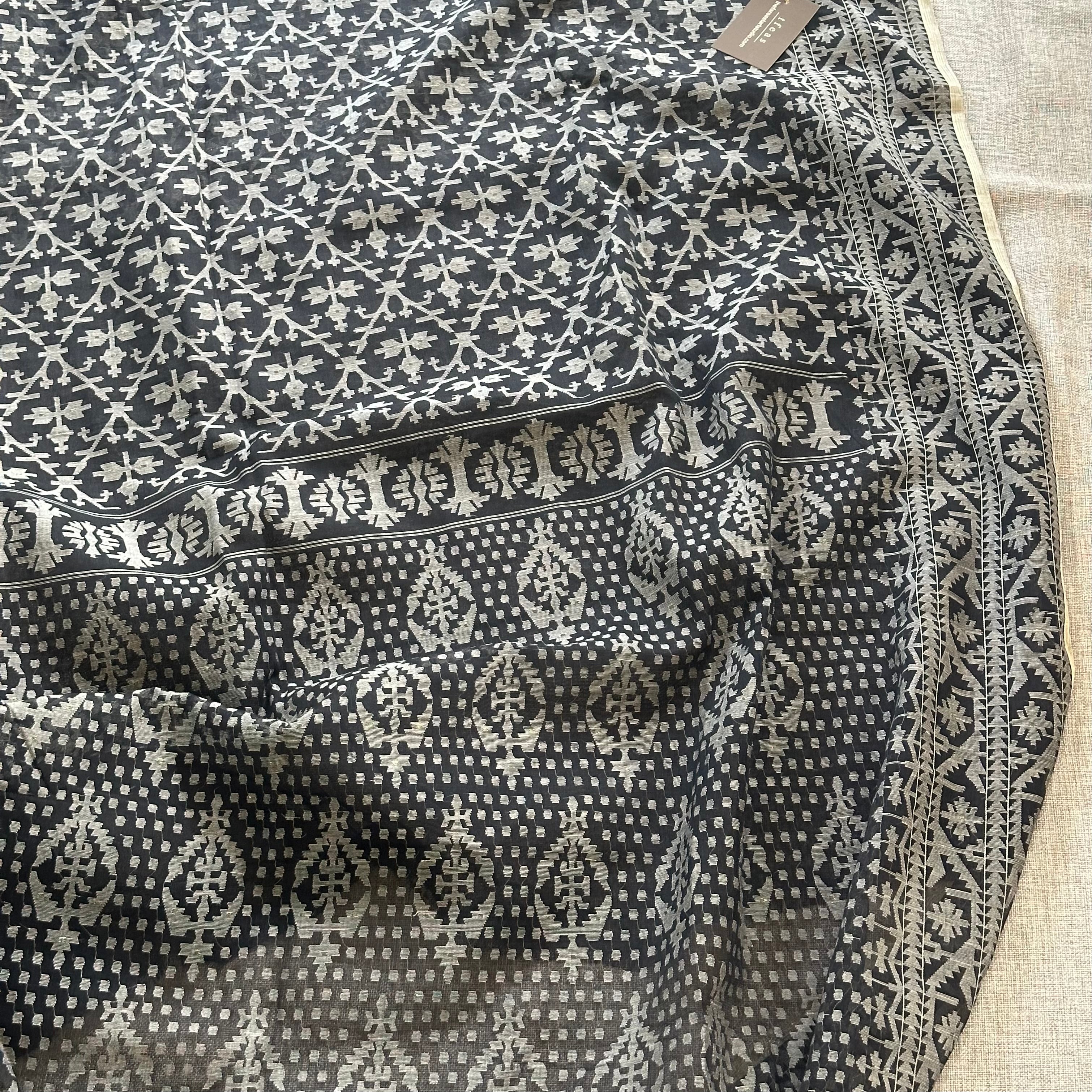 Black and Grey Dhakai Jamdani