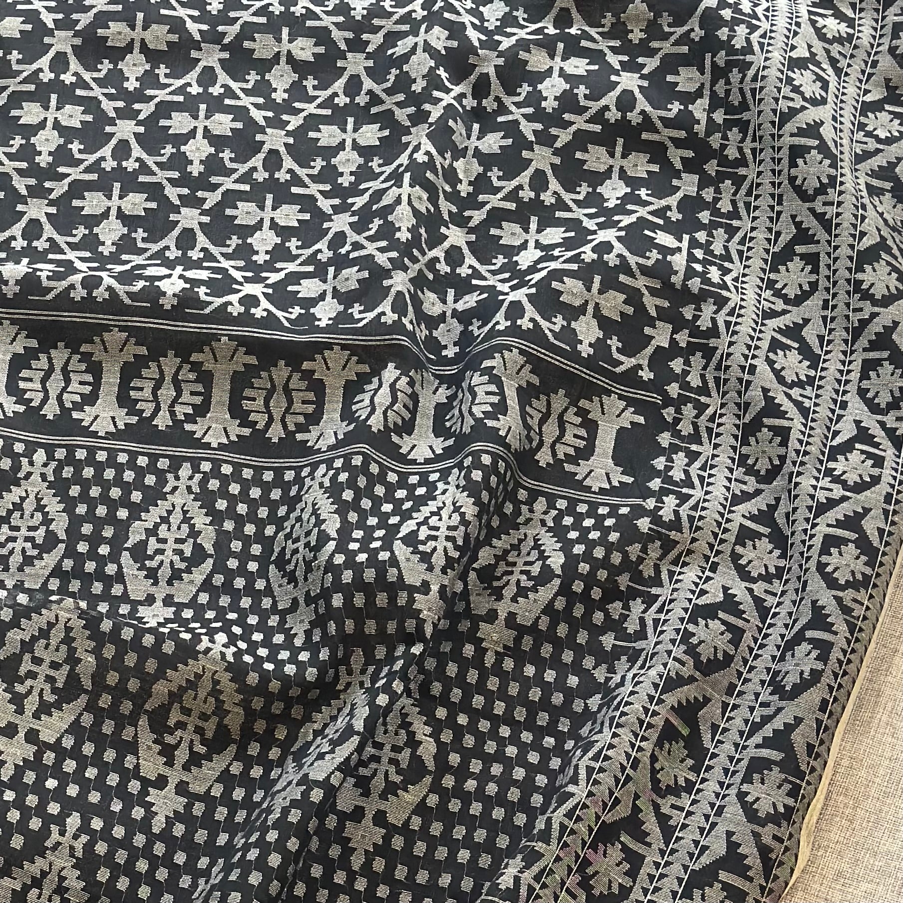 Black and Grey Dhakai Jamdani