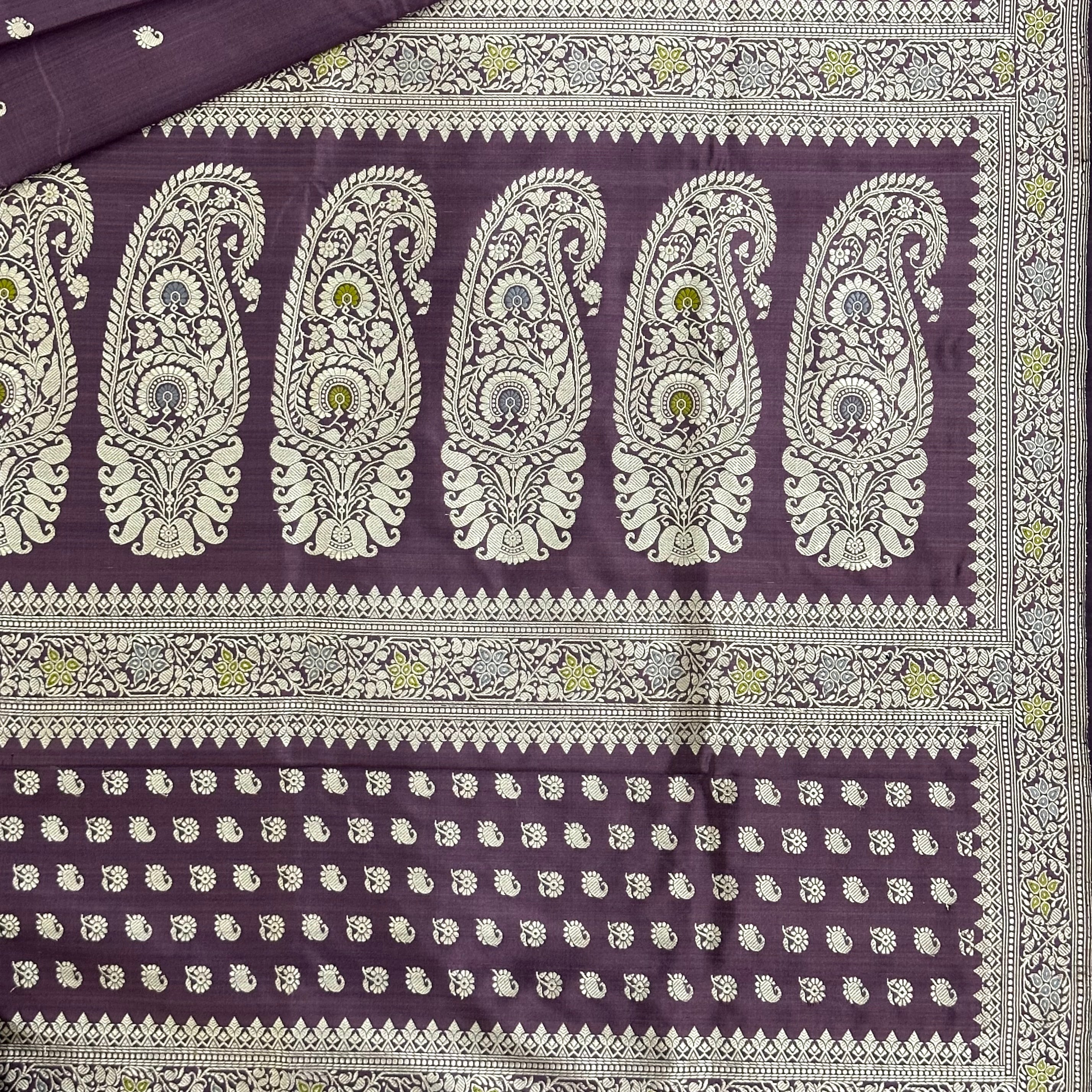 Purple shot colour Baluchari Saree with Paisleys in the Palla