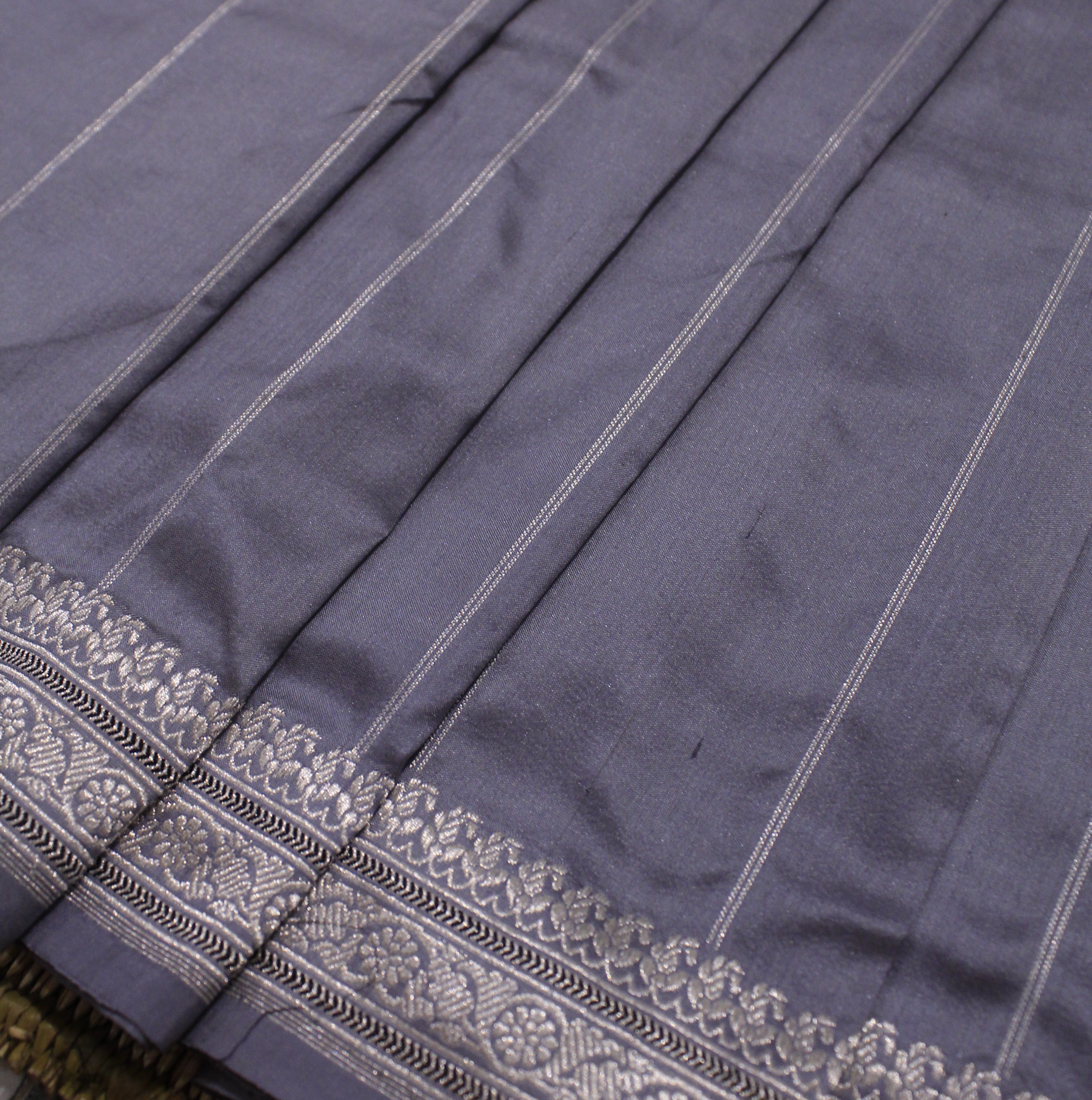 Steel Grey Pinstripe Benarasi