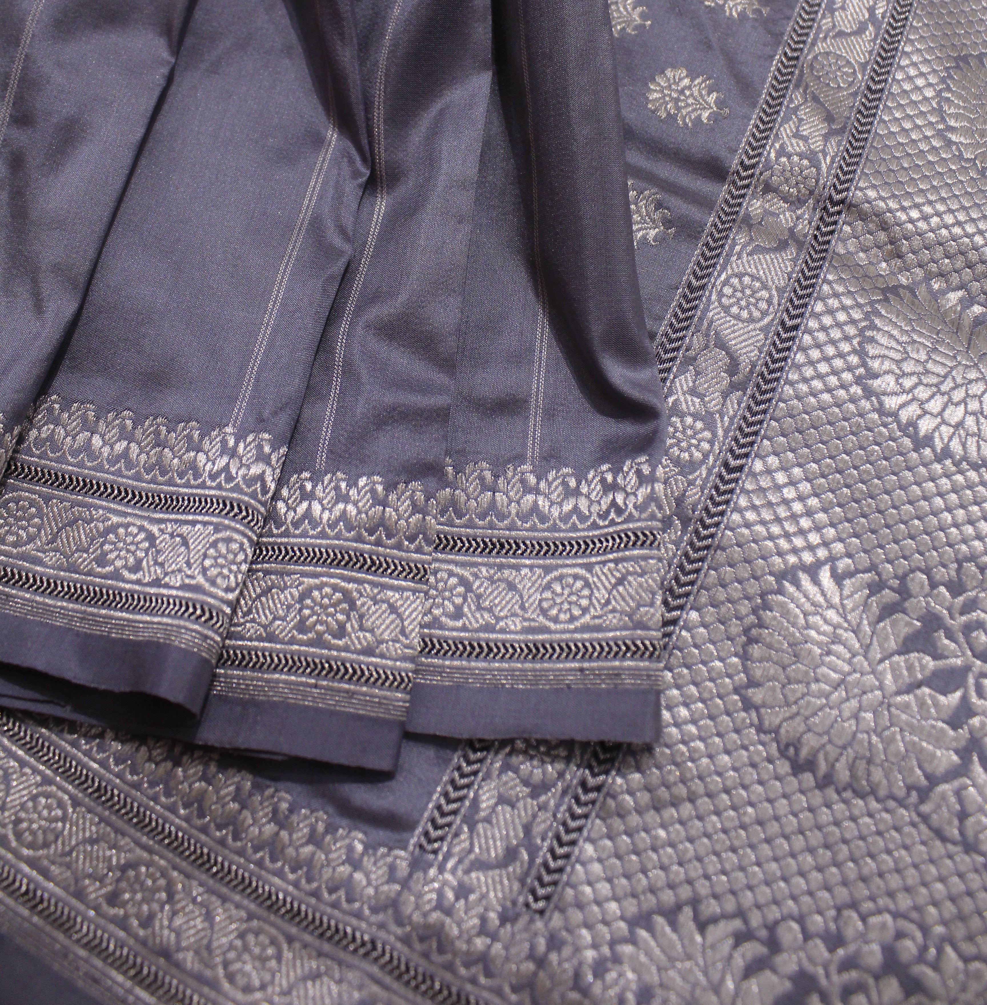 Steel Grey Pinstripe Benarasi