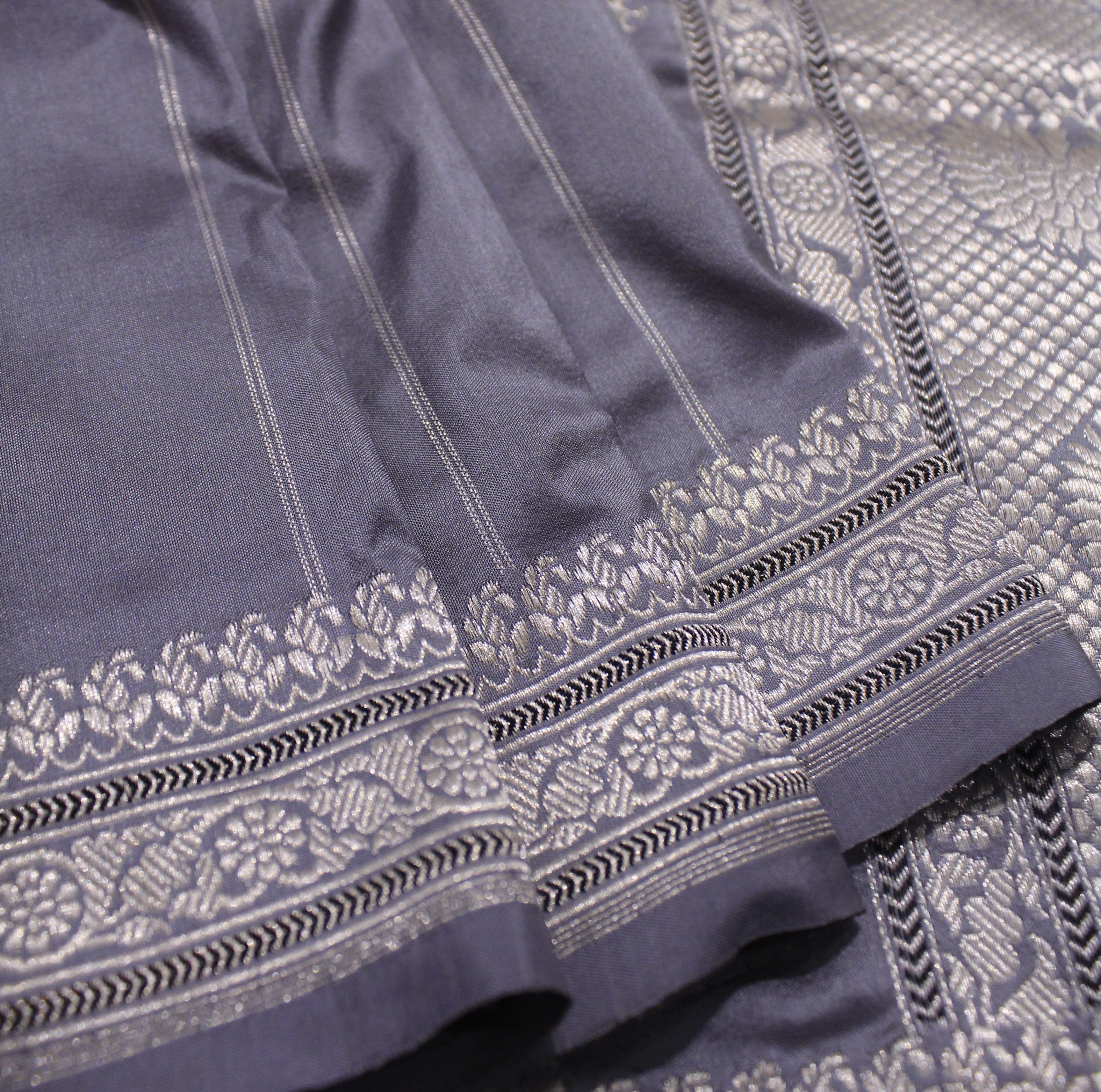 Steel Grey Pinstripe Benarasi