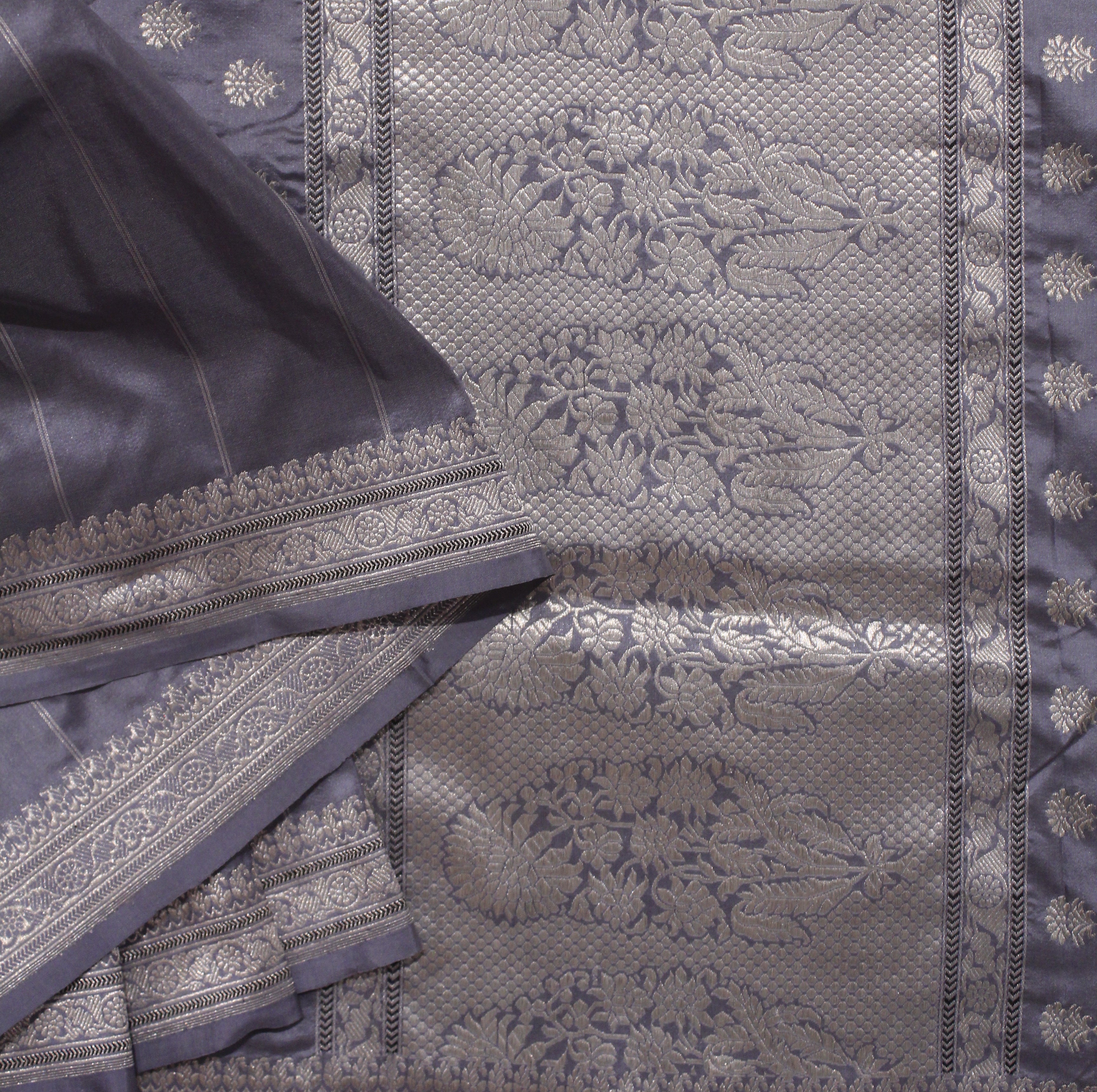 Steel Grey Pinstripe Benarasi