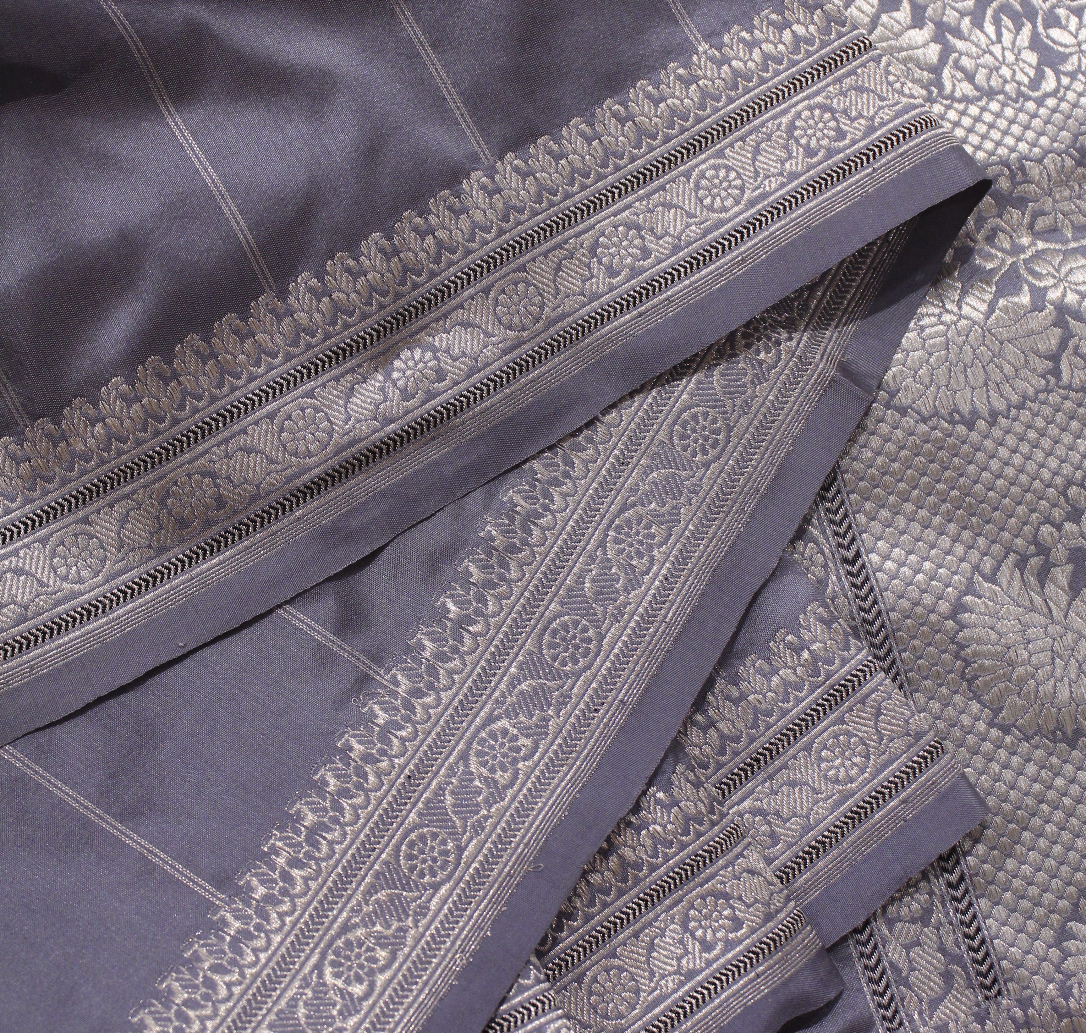 Steel Grey Pinstripe Benarasi