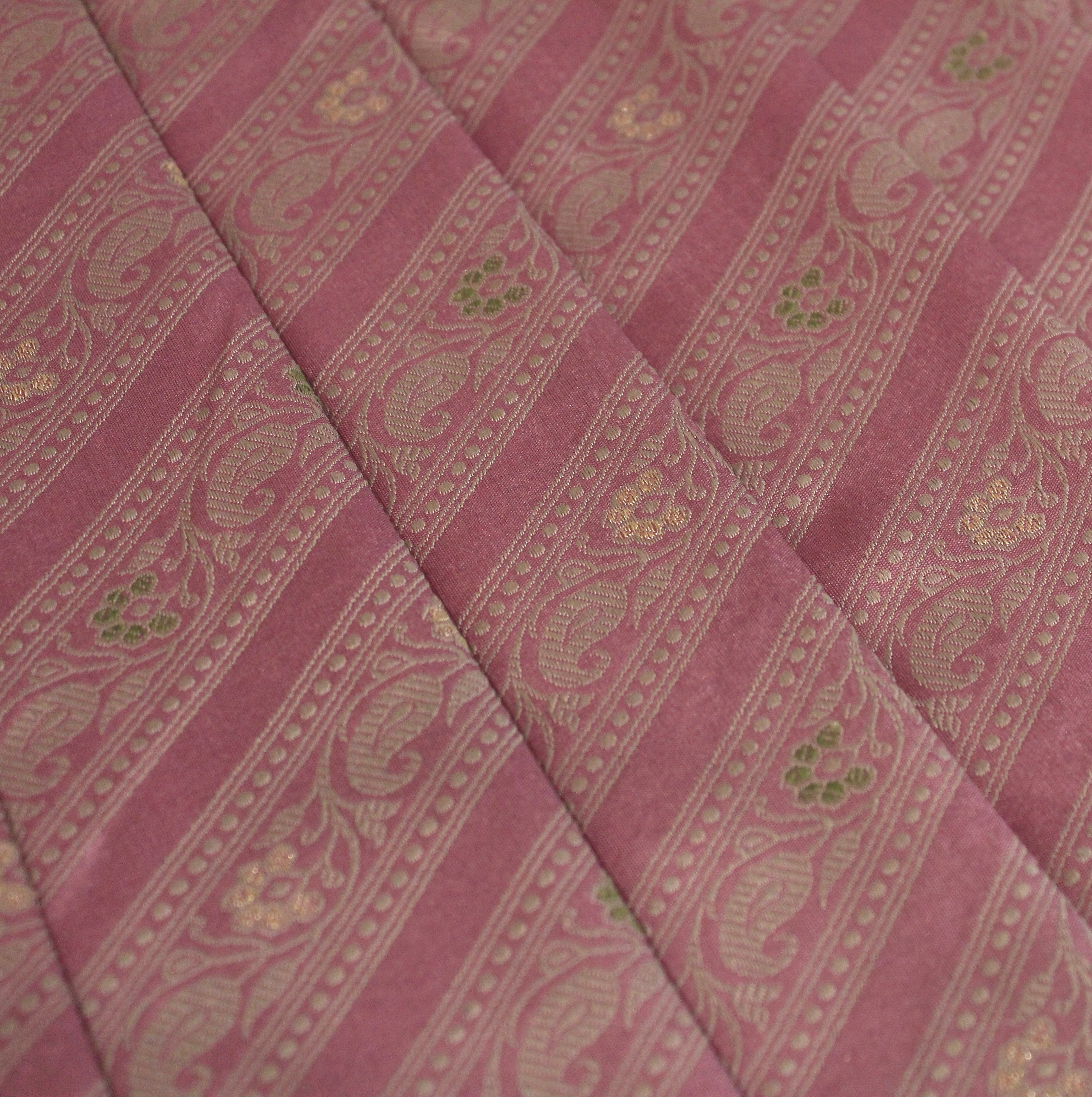 Pink Ada Baluchari with Peach Minakari