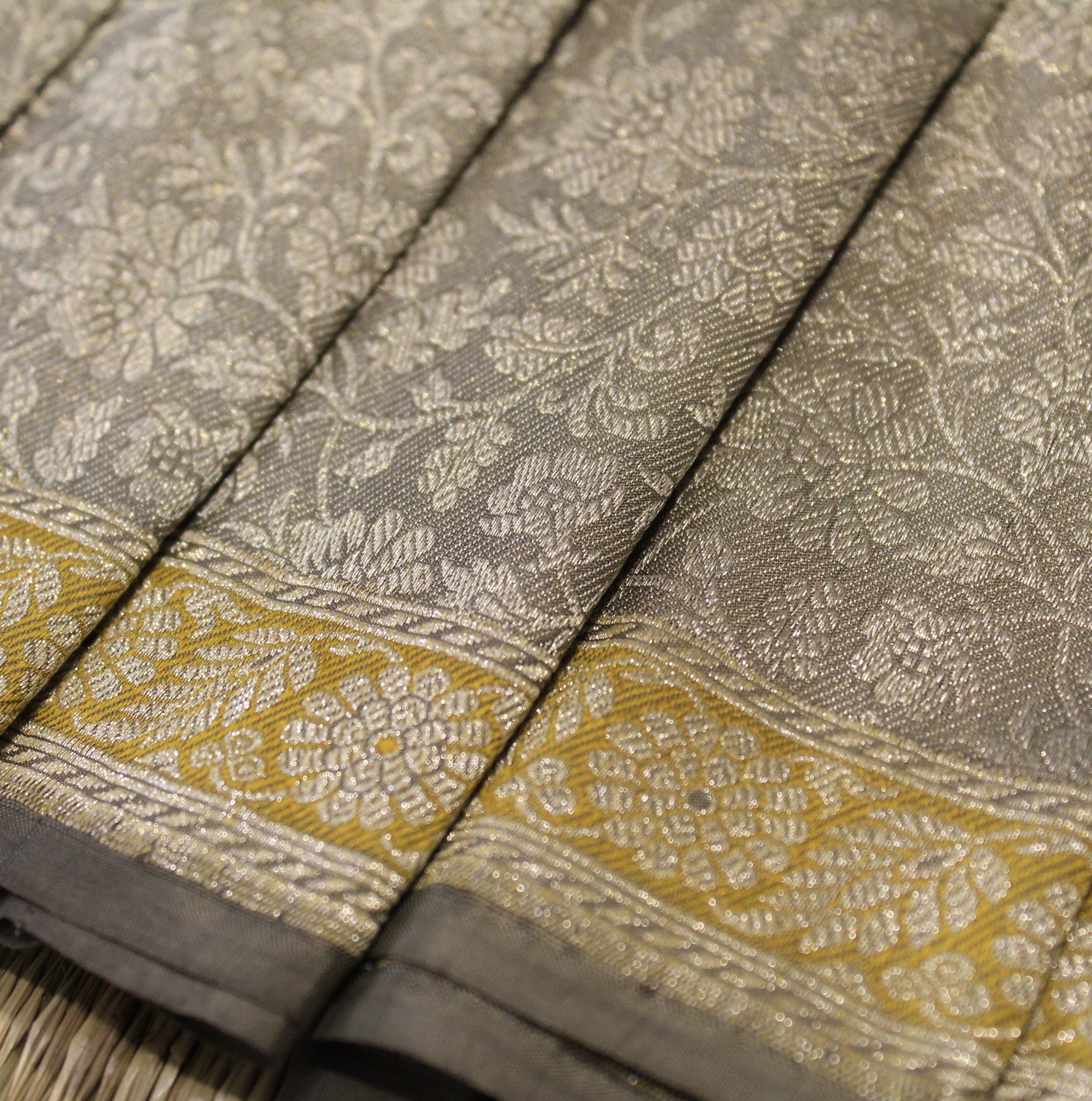 Sage Green Tanchoi With Mustard Minakari Khadwa Border Benarasi Saree