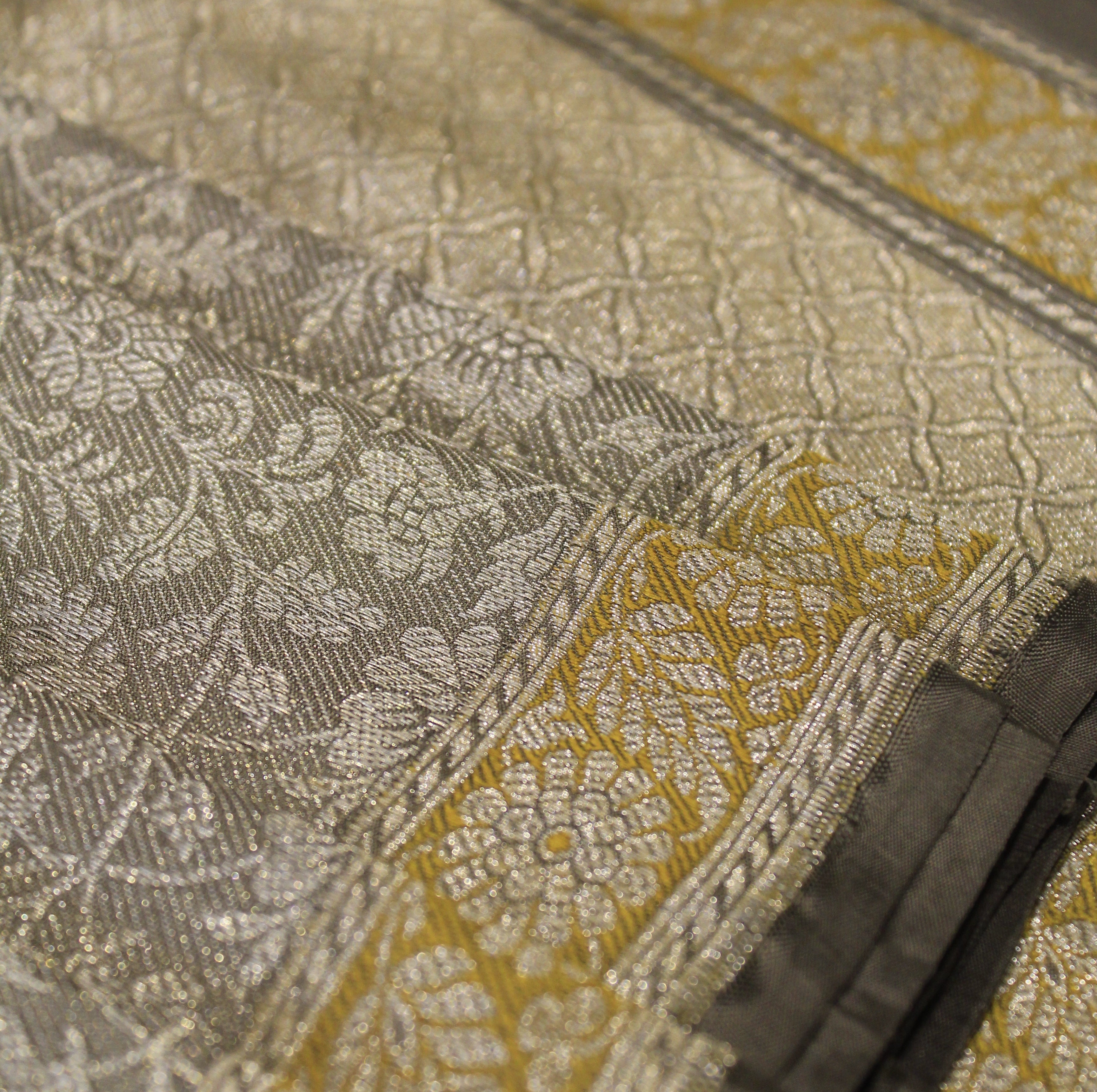 Sage Green Tanchoi With Mustard Minakari Khadwa Border Benarasi Saree