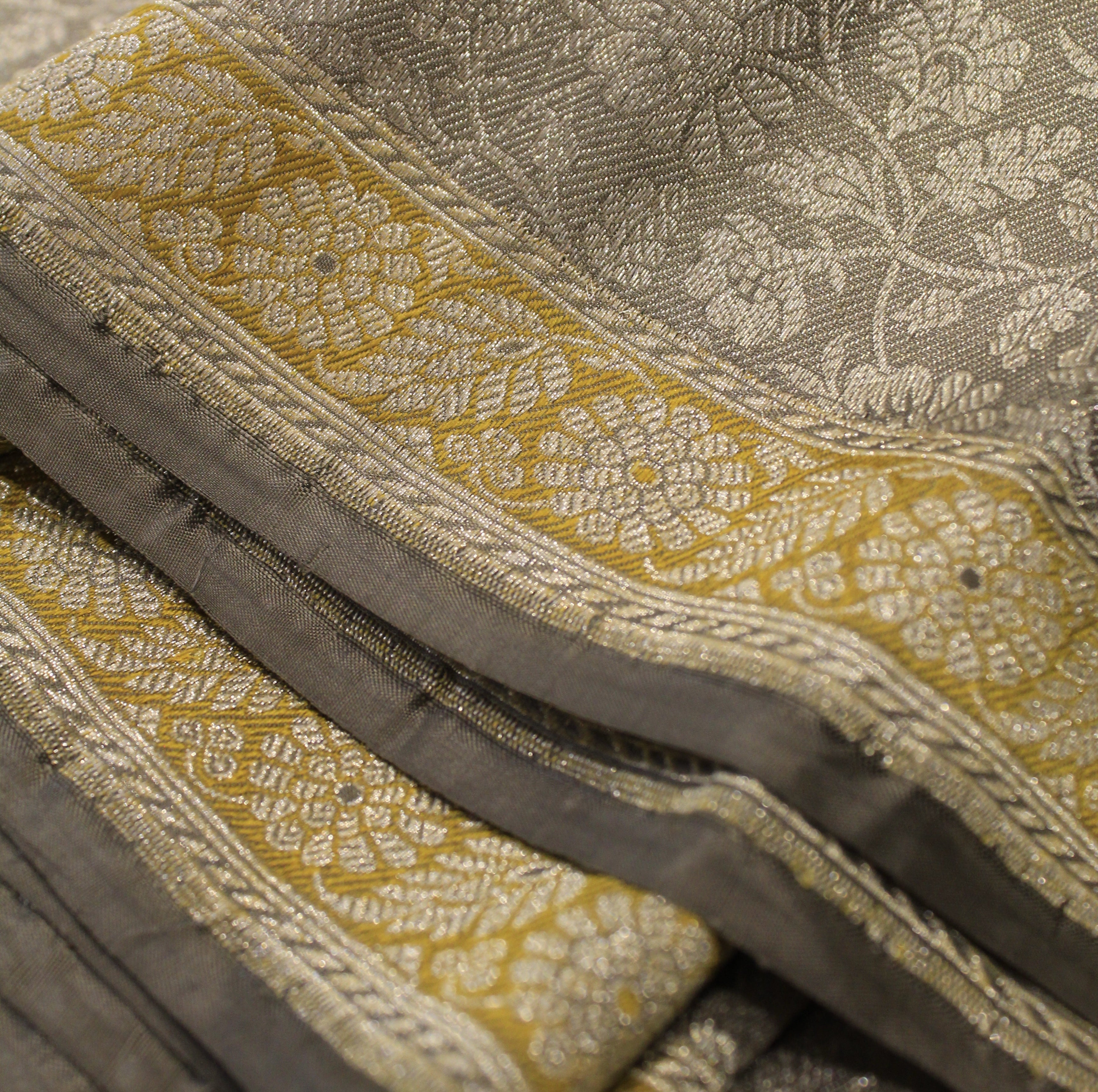 Sage Green Tanchoi With Mustard Minakari Khadwa Border Benarasi Saree