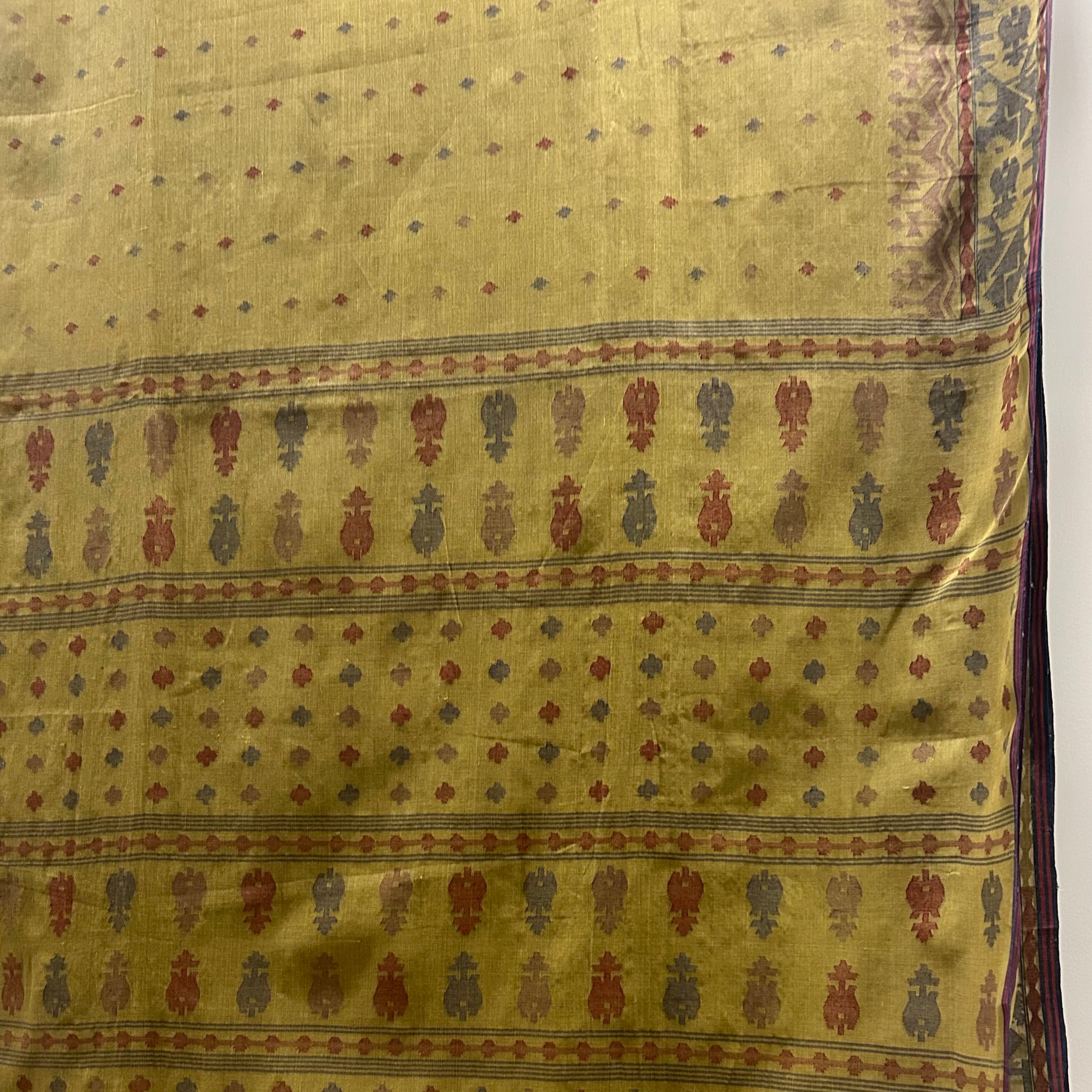 Beige / Light Mehendi Green Natural Dyed Dhakai Jamdani
